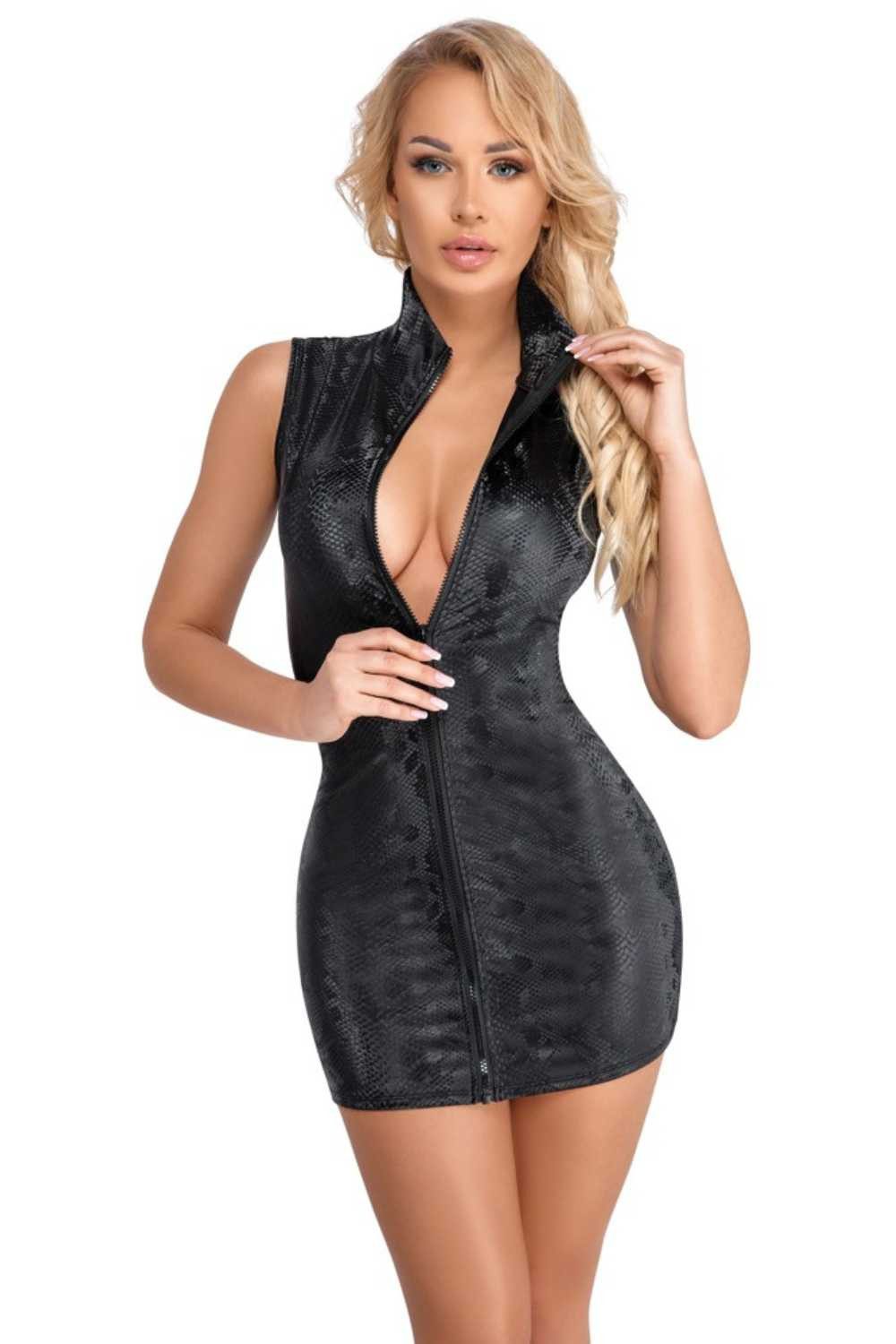 Cottelli Collection Minikleid Kleid Schlangenhaut-Optik Stehkragen günstig online kaufen
