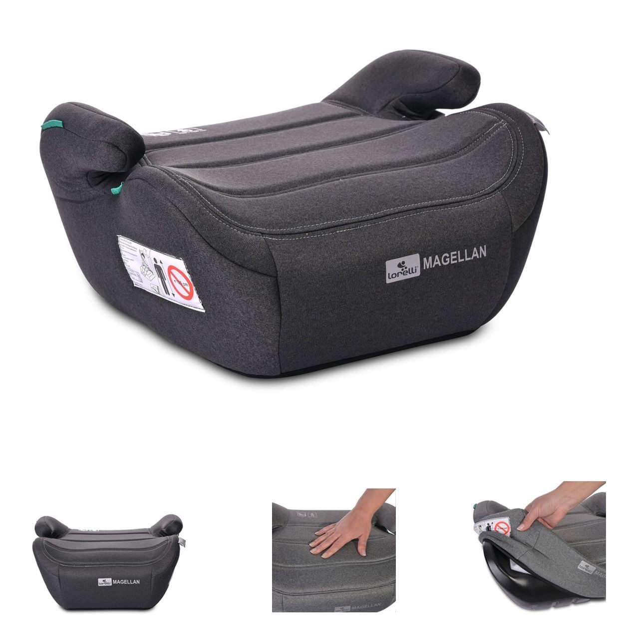 LORELLI Kindersitzerhöhung Magellan (125-150cm), ab: 5, bis: 12, waschbarer Bezug, Booster, i-Size, bis 36 kg, Armlehnen, Polyester
