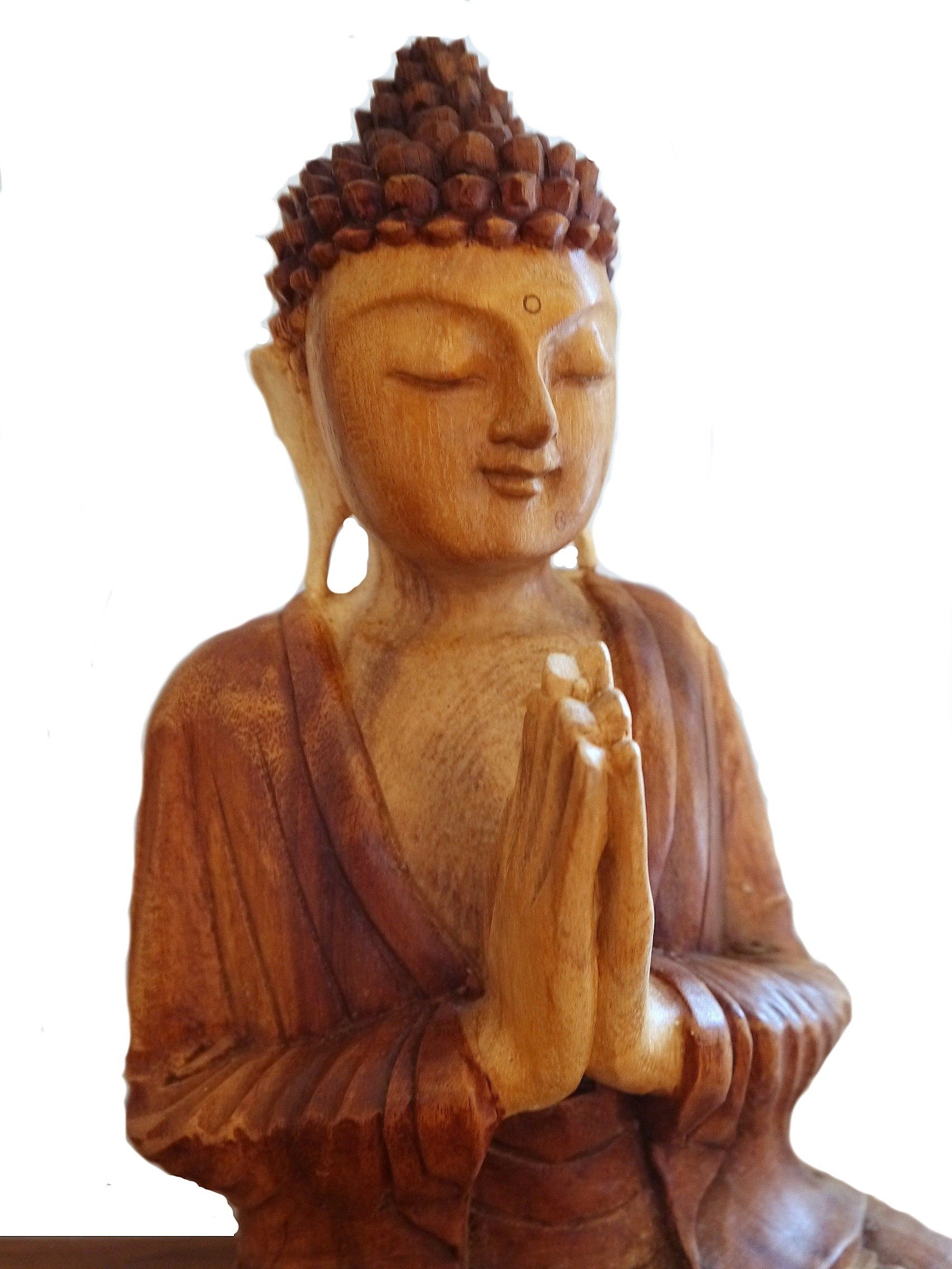 livasia Buddhafigur Buddha aus Holz, betend (30cm/50cm Höhe) – Bild 2 von 5