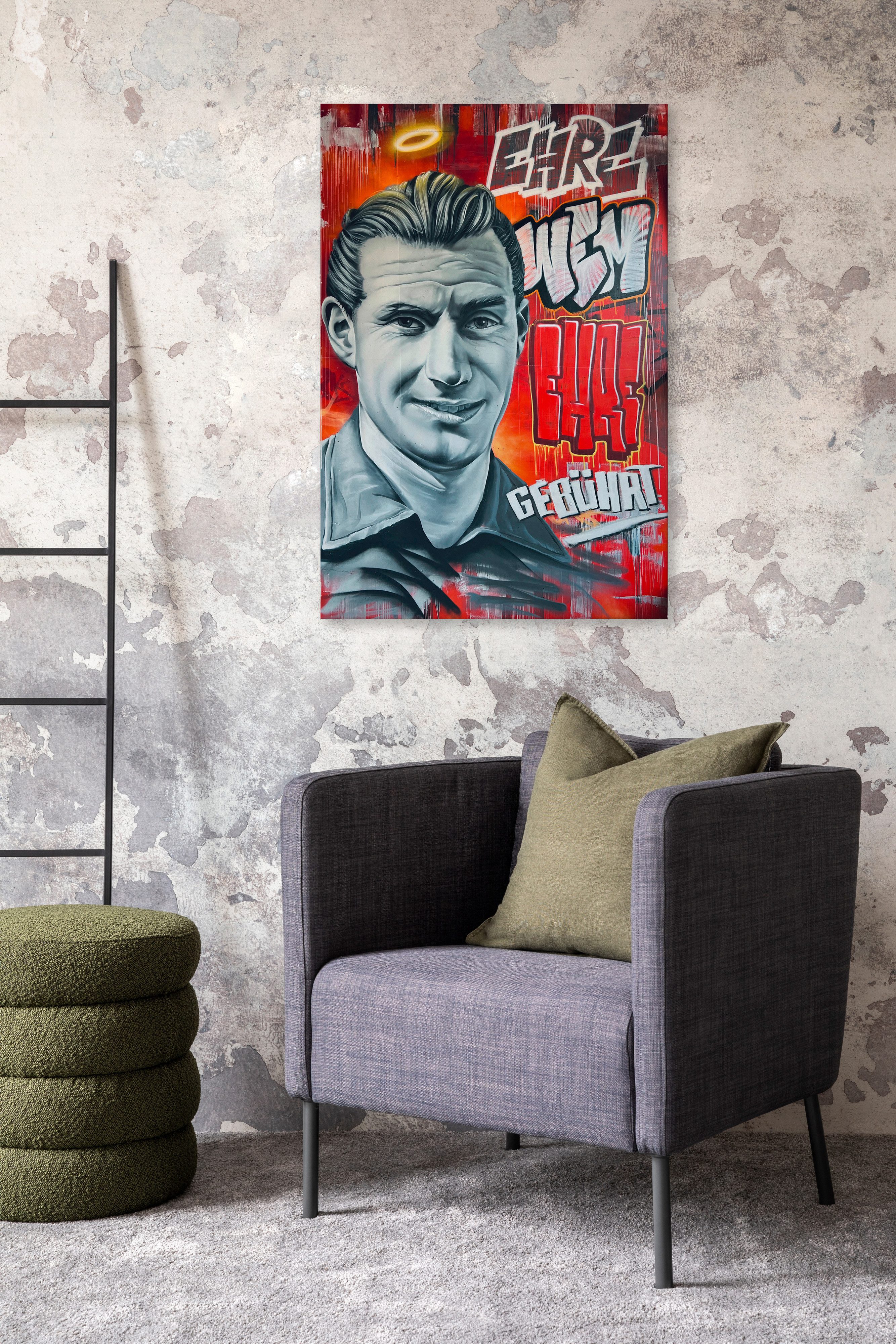 A.S. Création Leinwandbild FCK Maltag-Graffiti Fritz Walter „Ehre, wem Ehre gebührt“ Leinwand – Bild 3 von 4