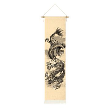 GalaxyCat Poster Traditionell Asiatisches Drachen Rollbild, Asian Dragon, Wandbild, Chinesischer Drache, Farbdruck eines traditionell chinesischen Drachens