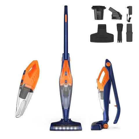 Fotopro Akku-Handstaubsauger Akku Staubsauger, 6 in 1 Kabelloser Bodenreiniger, 2 Bürstenwalzen, beutellos, Leicht Ultraleise Klappbar Vacuum Cleaner, freistehend Standsauger