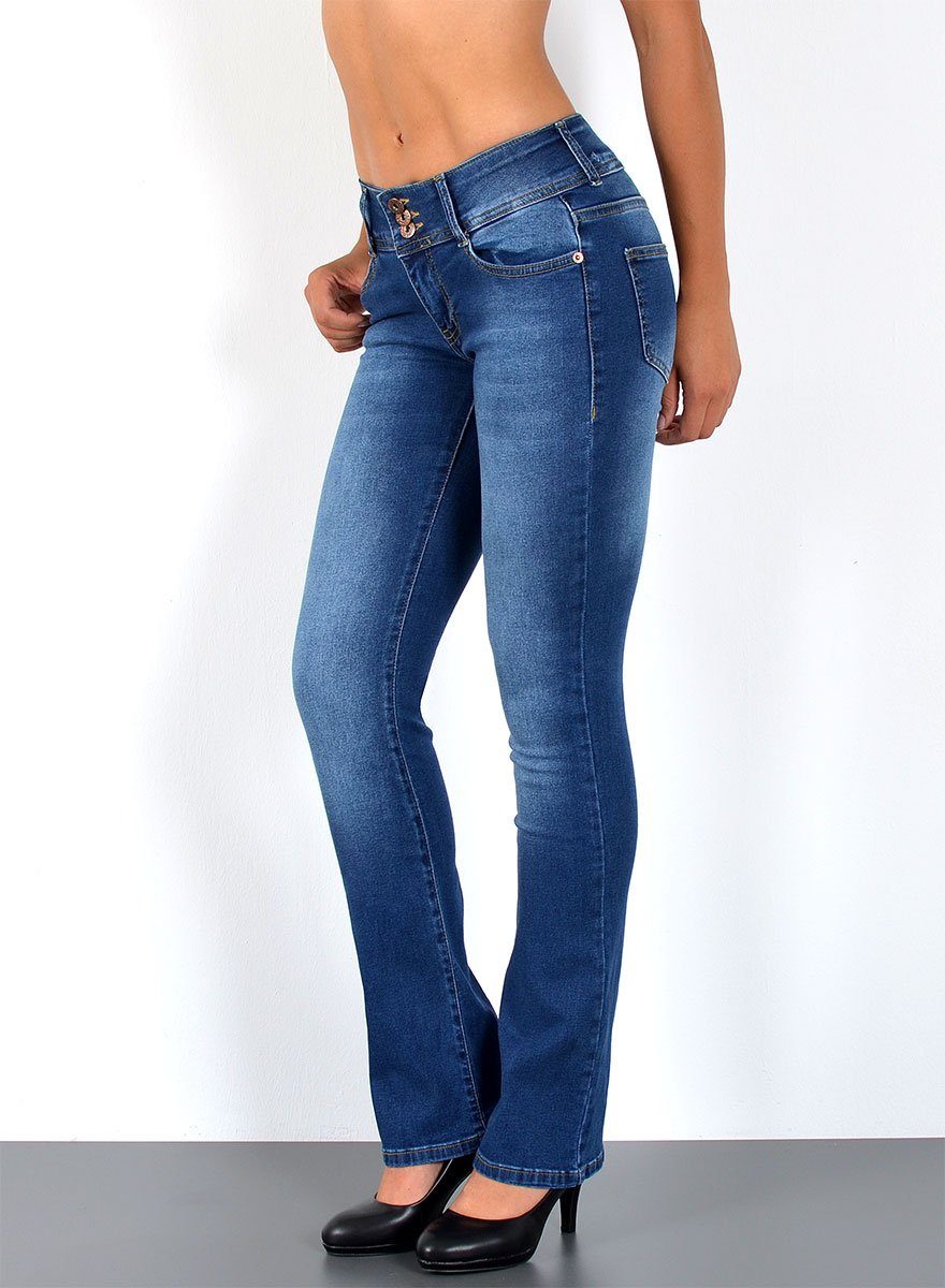 ESRA Bootcut-Jeans Damen Schlaghose Bootcut Jeans Damen Stretch Hose bis Üb günstig online kaufen