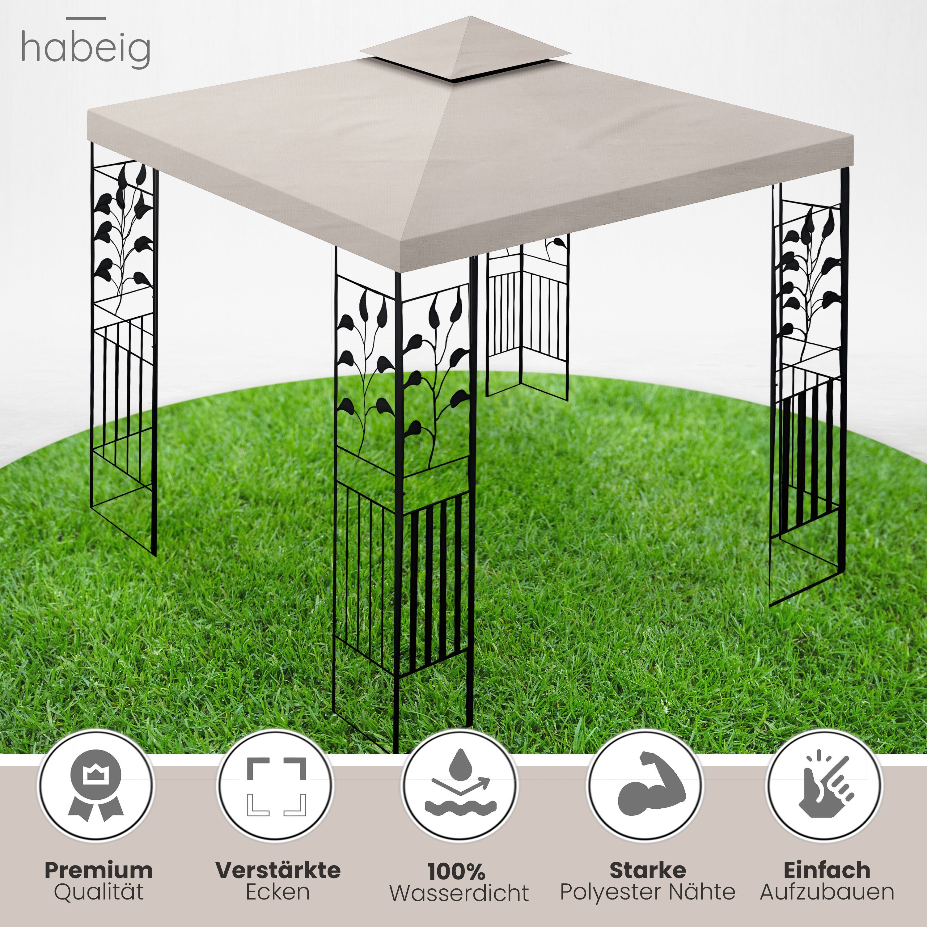 habeig Pavillon 100% Wasserdicht Toskana Metallpavillon günstig online kaufen