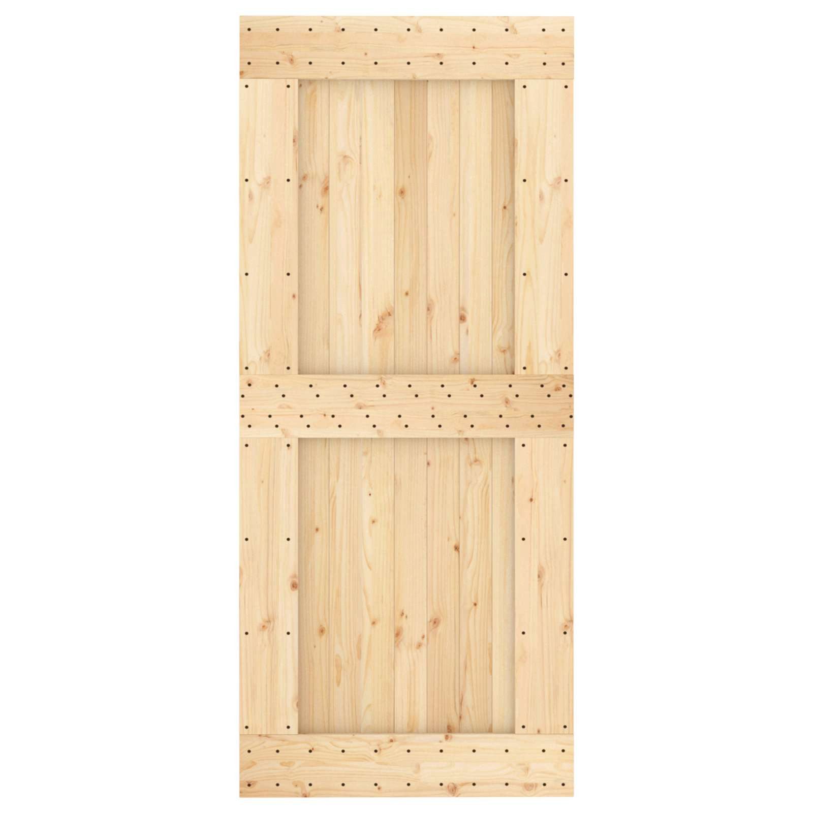 vidaXL Schiebetür Schlichte Tür NARVIK 90x210 cm Massivkiefer (Unbehandelt) Natur (1-St) – Bild 5 von 5