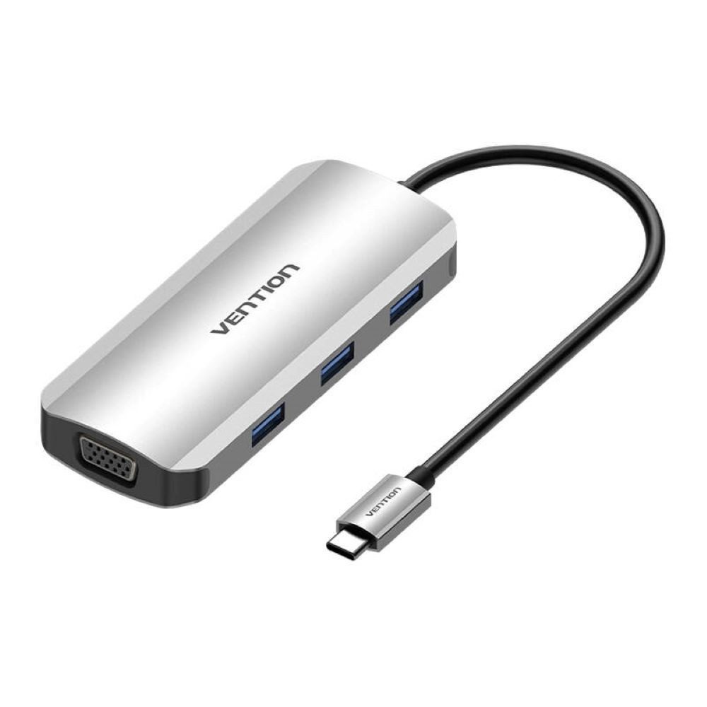 Laptop-Dockingstation USB-C auf HDMI - Adapter - VGA, 3x USB 3.0, PD 0,15m (grau)