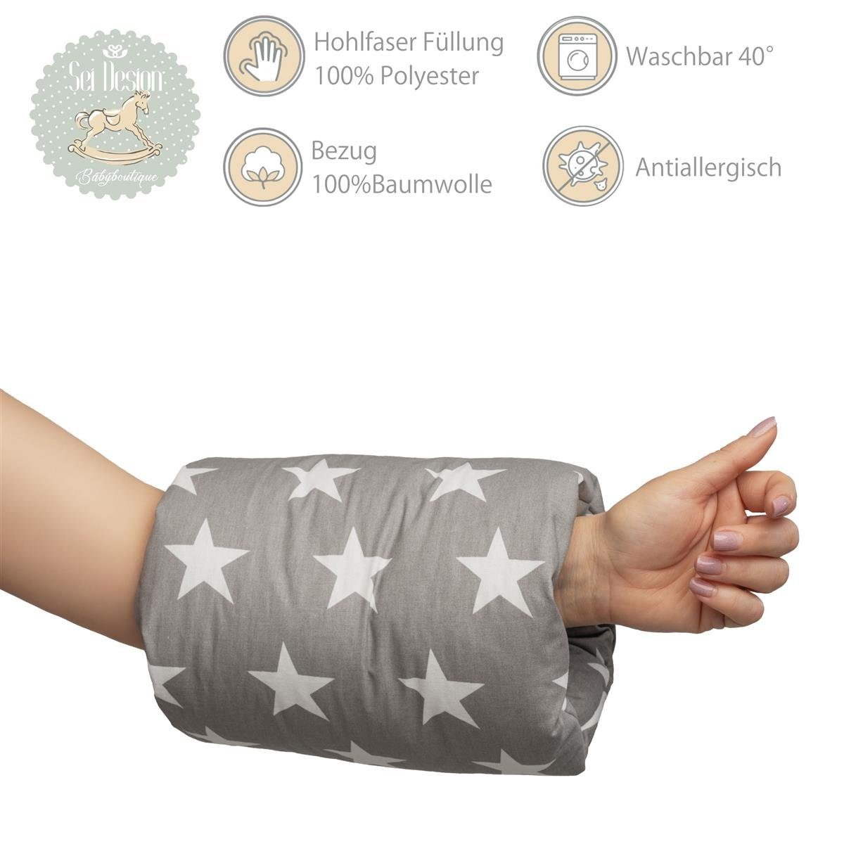 1-tlg., Seitenlagerungskissen Sterne Baby Stillmuff Ministillkissen, Stillkissen Design Reisestillkissen grau Stillmuff Armrolle Armband Armkissen SEI