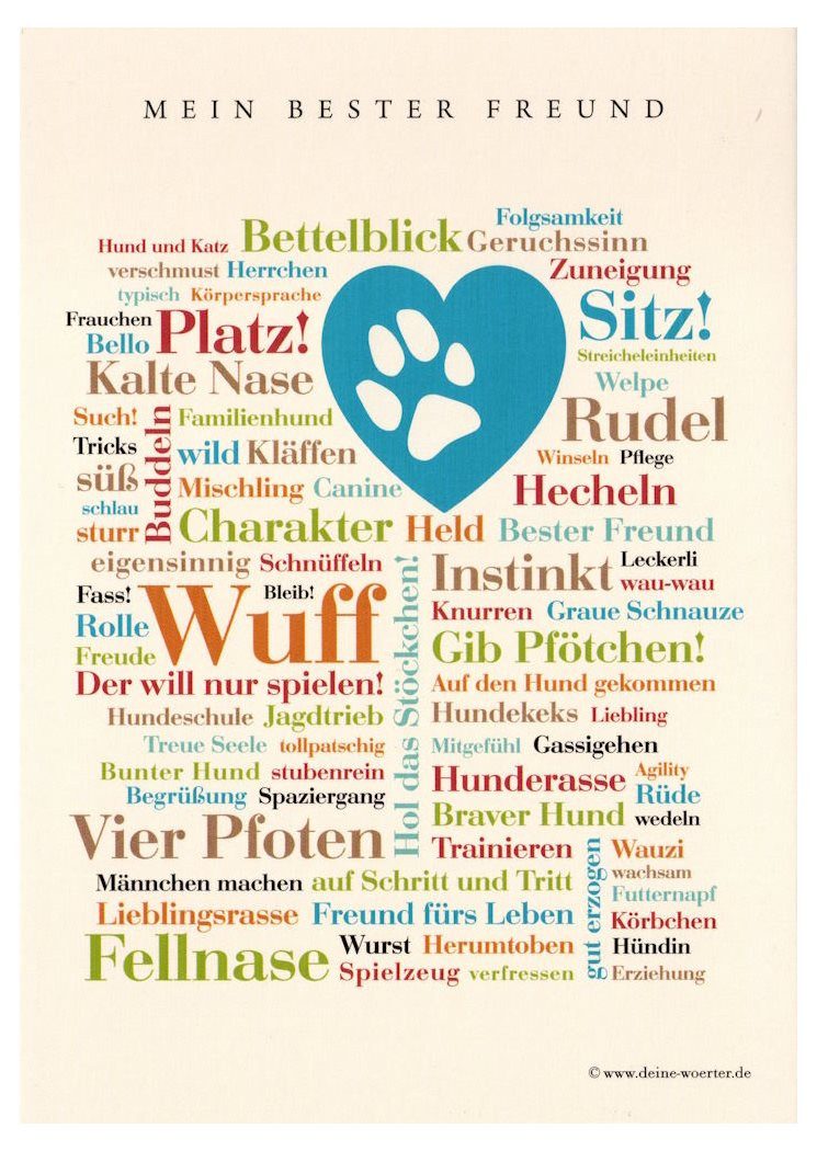 Deine Wörter Postkarte "Hunde-Wörter - Mein bester Freund"