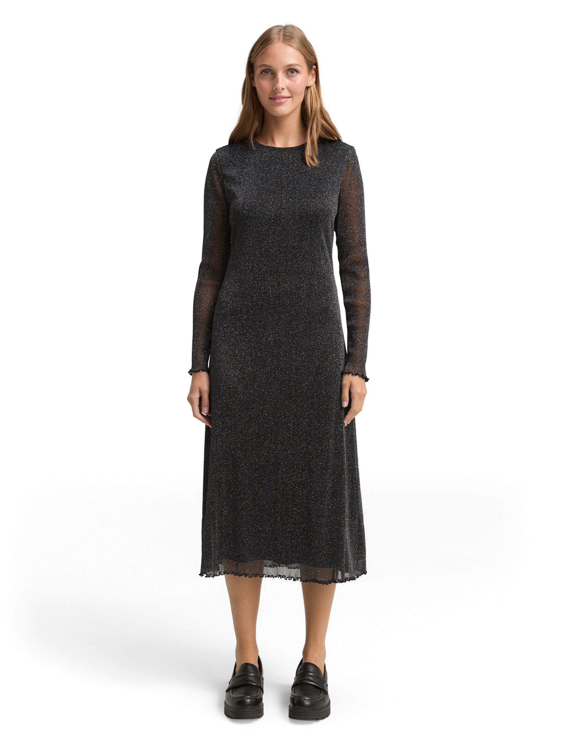 TOM TAILOR Denim Midikleid mit Glitzer-Effekt