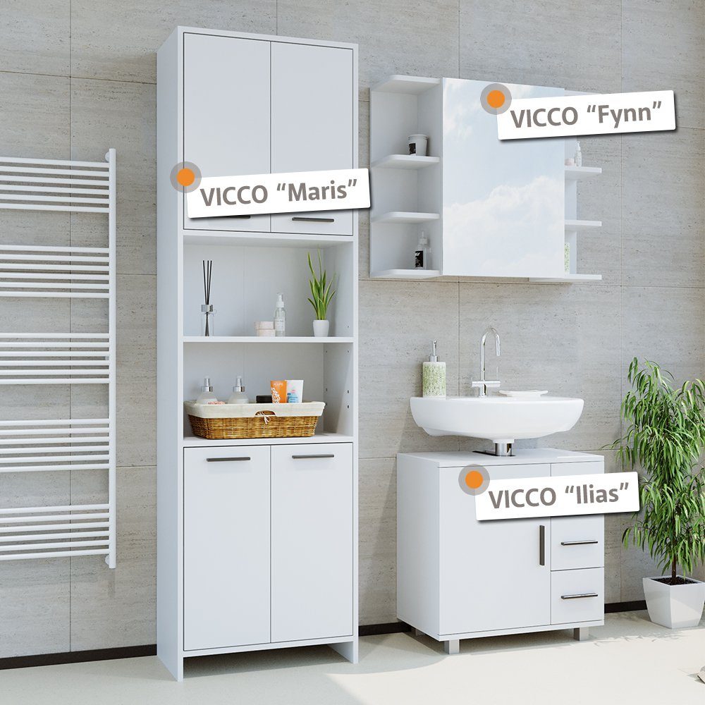 Vicco Badmöbel-Set Maris, Weiß, 2 Teile, günstig online kaufen