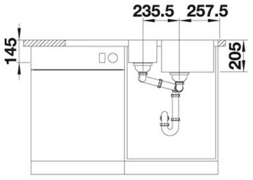 Blanco Edelstahlspüle LEMIS 6 S-IF, eckig, 50/100 cm, (1 St), zum wechselseitigen Einbau geeignet