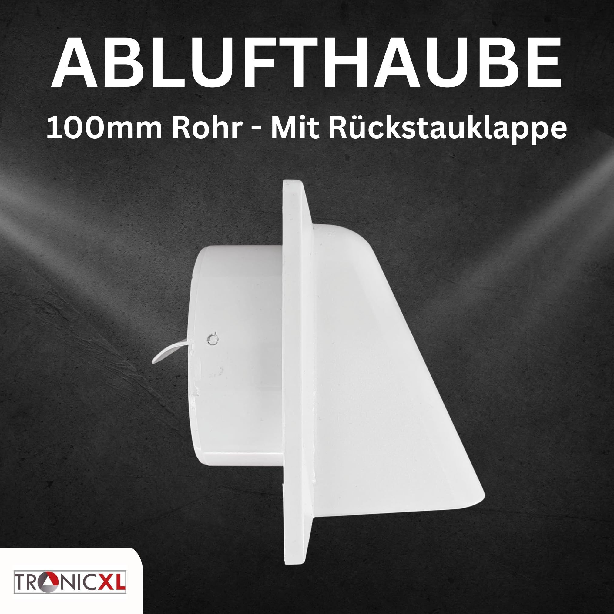 TronicXL Verlängerungsrohr Ablufthaube 100mm mit Rückstauklappe Lufthaube Lüftung Haube Zuluft, (1-tlg)