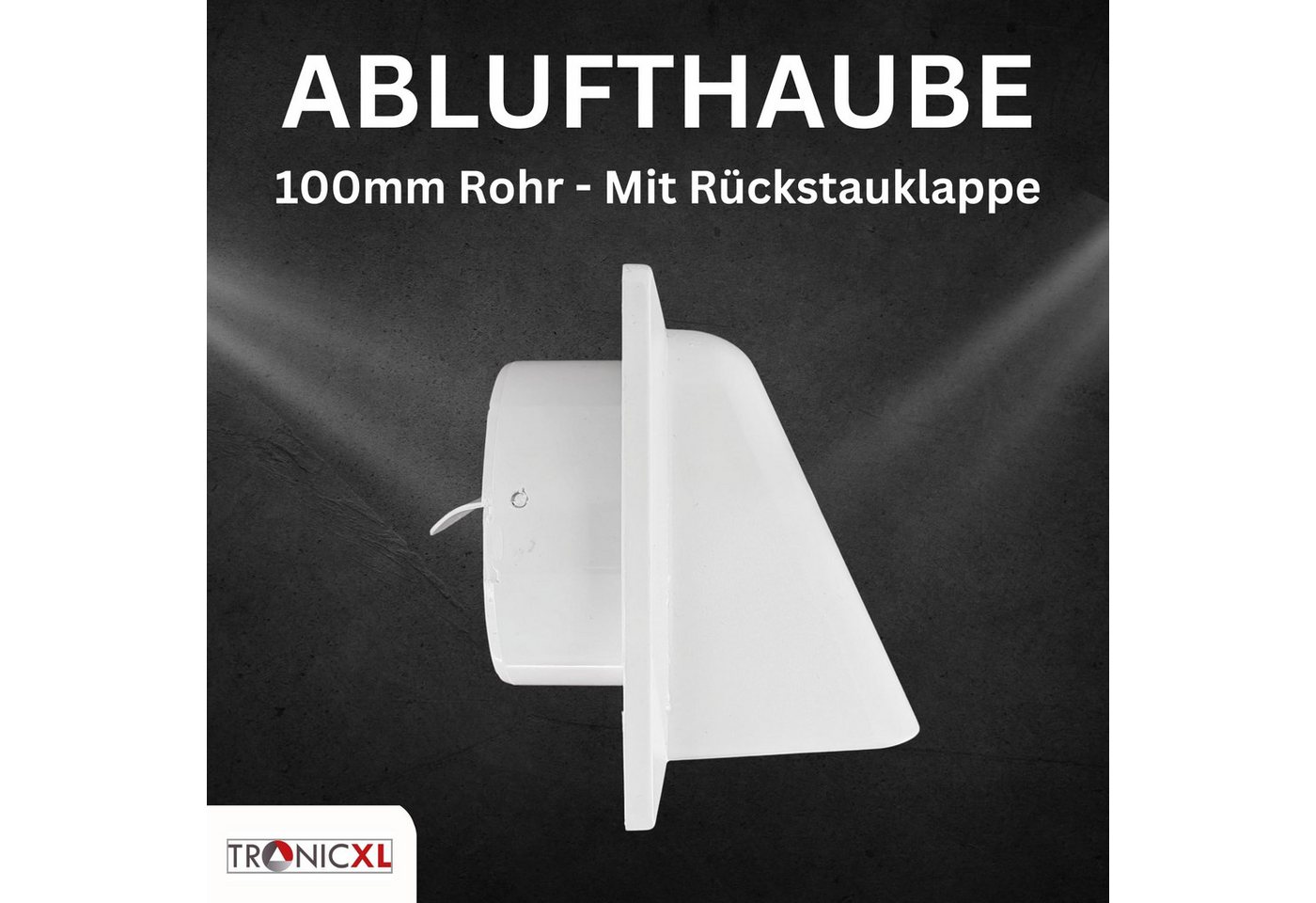 Thumbnail - TronicXL Verlängerungsrohr Ablufthaube 100mm mit Rückstauklappe Lufthaube Lüftung Haube Zuluft, (1-tlg)