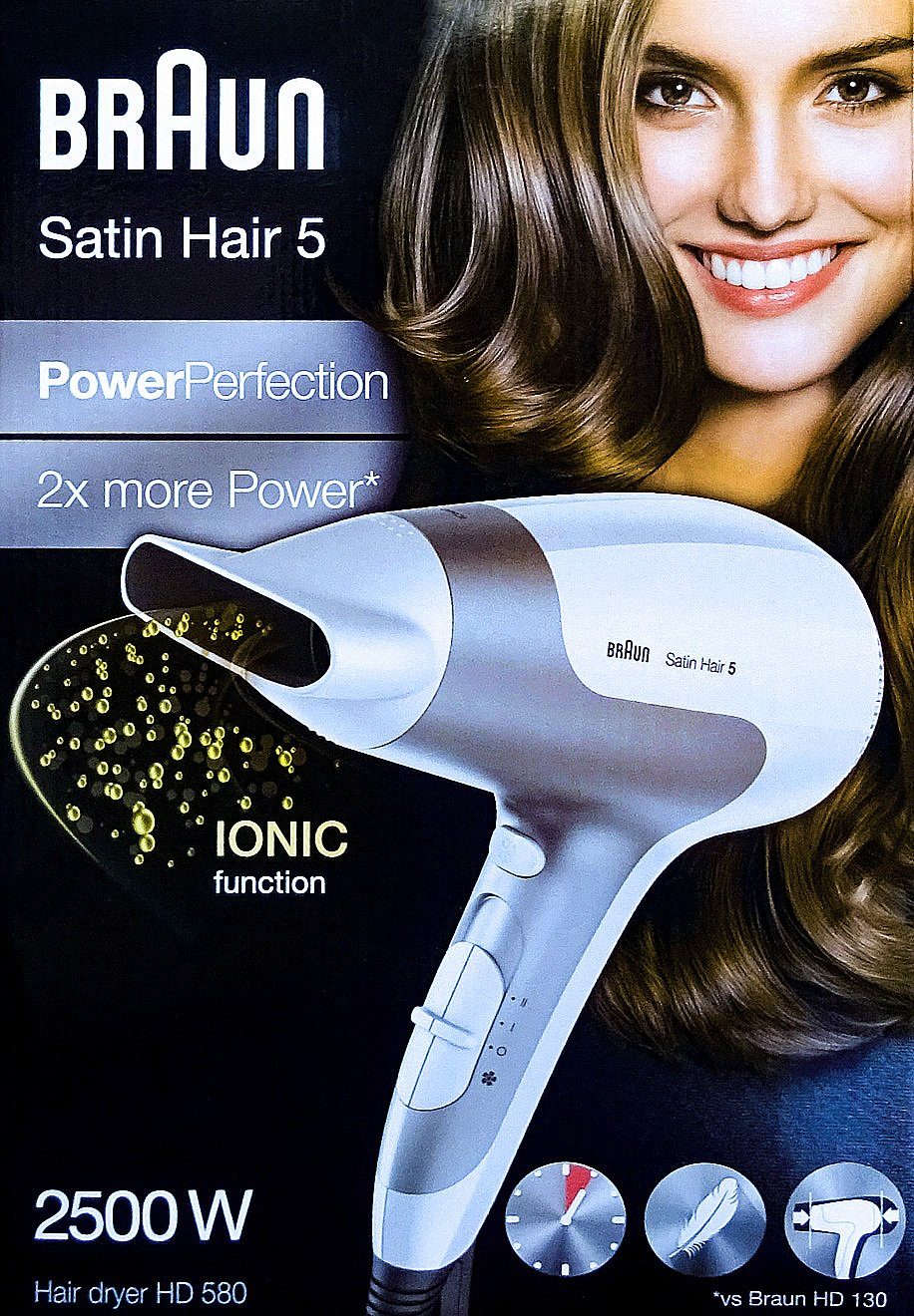 Braun Ionic-Haartrockner Braun Satin Hair 5 Power Perfection, 2500 W, Leistungsstarke  2500W, Haartrockner hat 3 Heizstufen & 2 Gebläsestufen