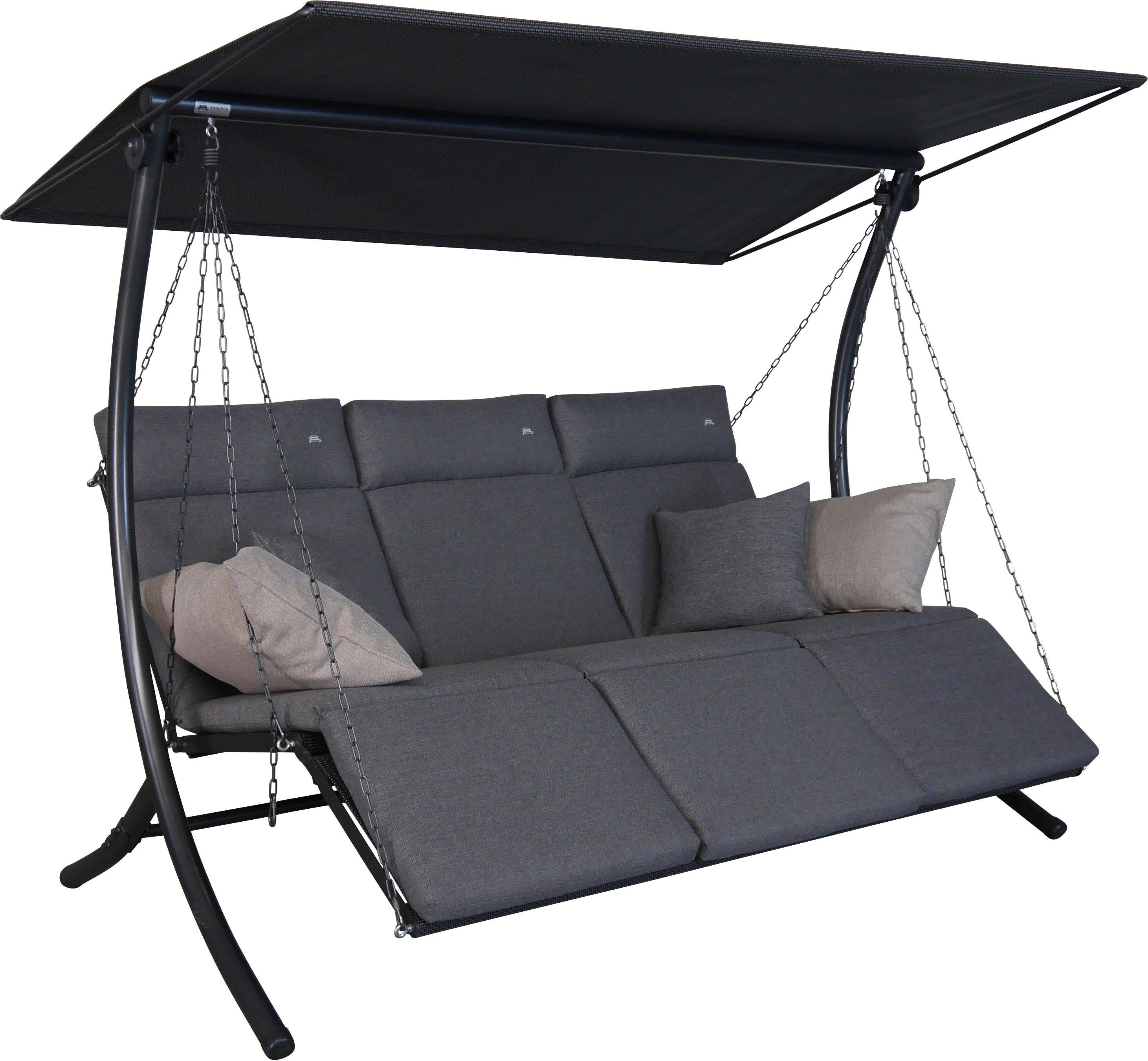 Angerer Freizeitmöbel Hollywoodschaukel Swing wetterfest Smart 3-Sitzer, Bettfunktion, stone