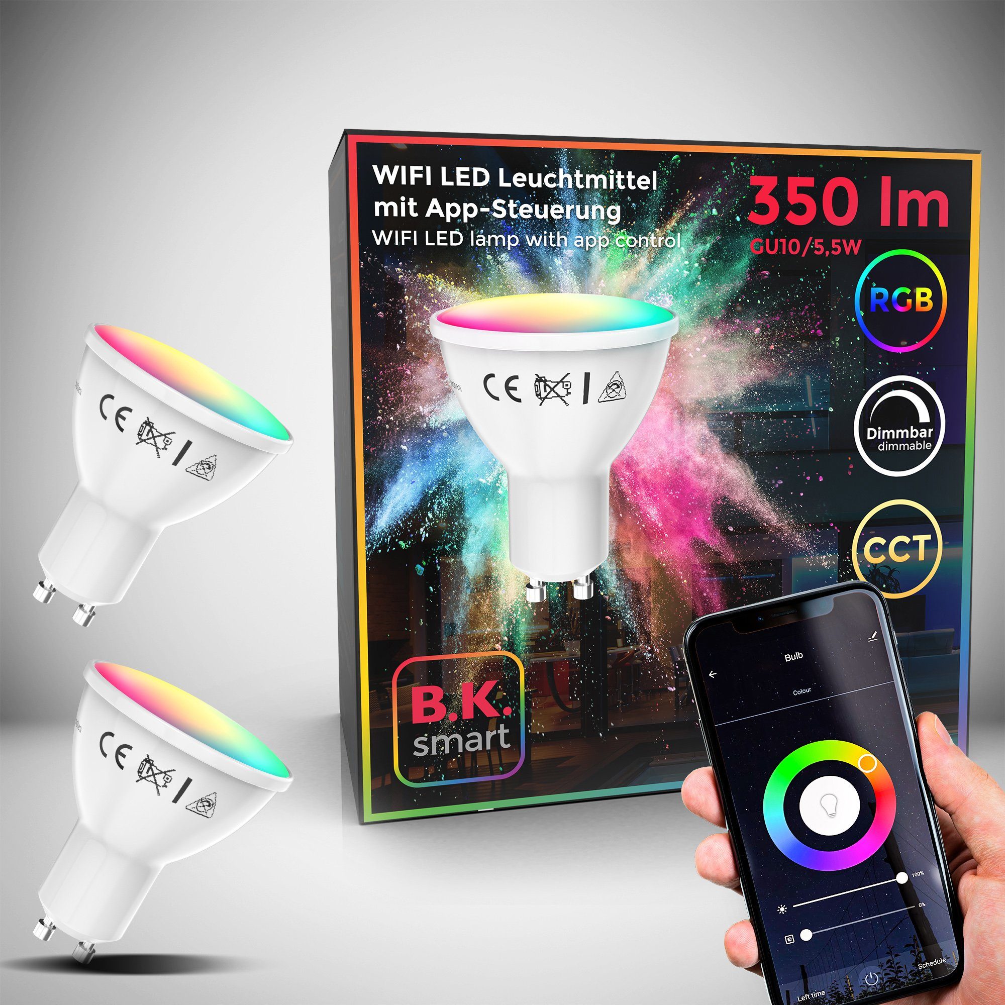 B.K.Licht LED-Leuchtmittel, GU10, 2 Stück, Farbwechsler ...