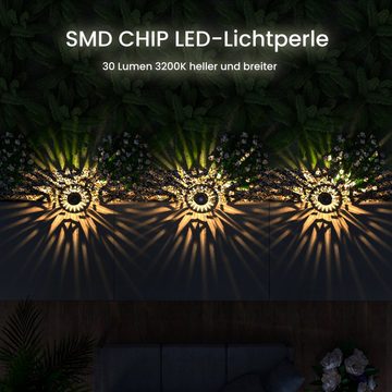 Elegear LED Solarleuchte 8 Stück Gartenleuchte für Garten/Gehweg, Gartenleuchtung mit Erdspieß, LED fest integriert, Warmweiß, 3200k, IP65