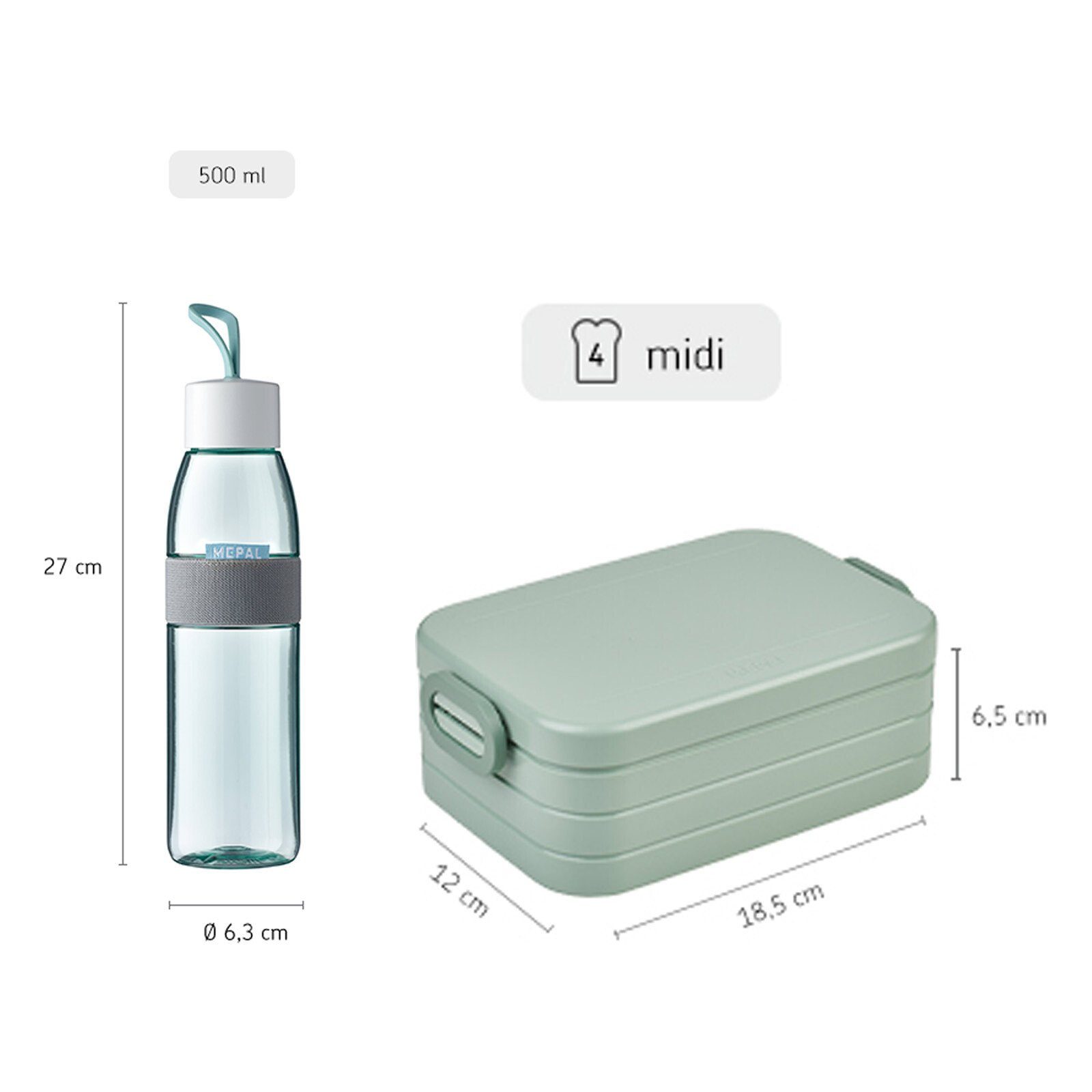 Mepal Lunchbox Ellipse + TAB Lunchset 2er Set, Material-Mix, (2-tlg)