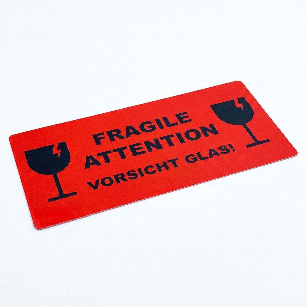 varivendo Etikett 50 Hinweisetiketten Vorsicht Glas, Orange, 100x50mm, Warnaufkleber Versandaufkleber Versandetiketten Vorsicht Glas
