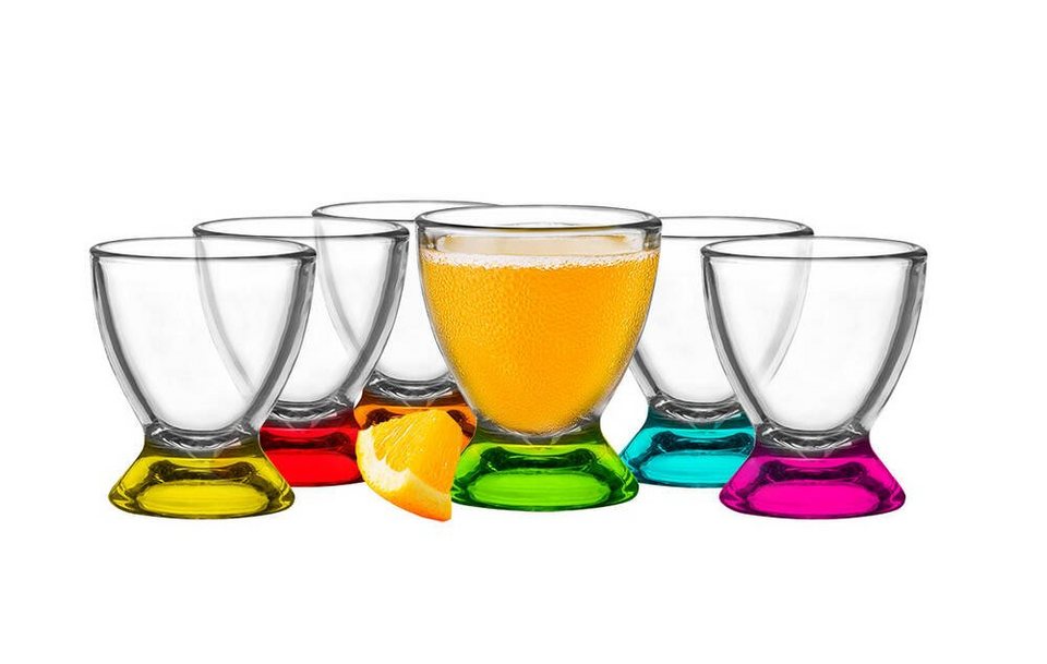 Sendez Eierbecher 6 bunte Eierbecher aus Glas Eierständer Eierhalter Glaseierbecher
