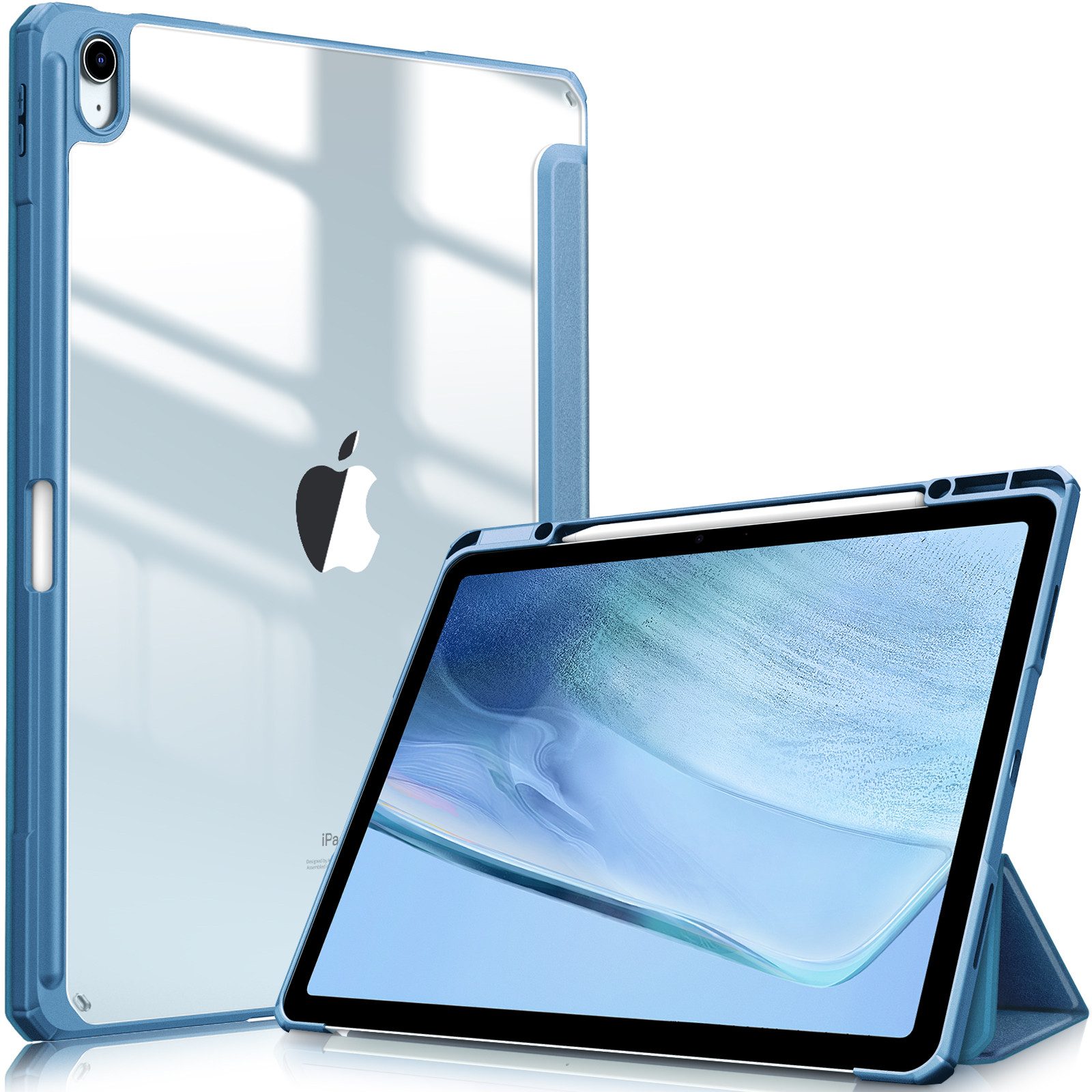 Fintie Tablet-Hülle für iPad Air 13 Zoll M4/M3/M2 (2026/2025/2024) mit Stifthalter, Stoßfeste Hybrid Case mit transparenter Hartschale auf der Rückseite