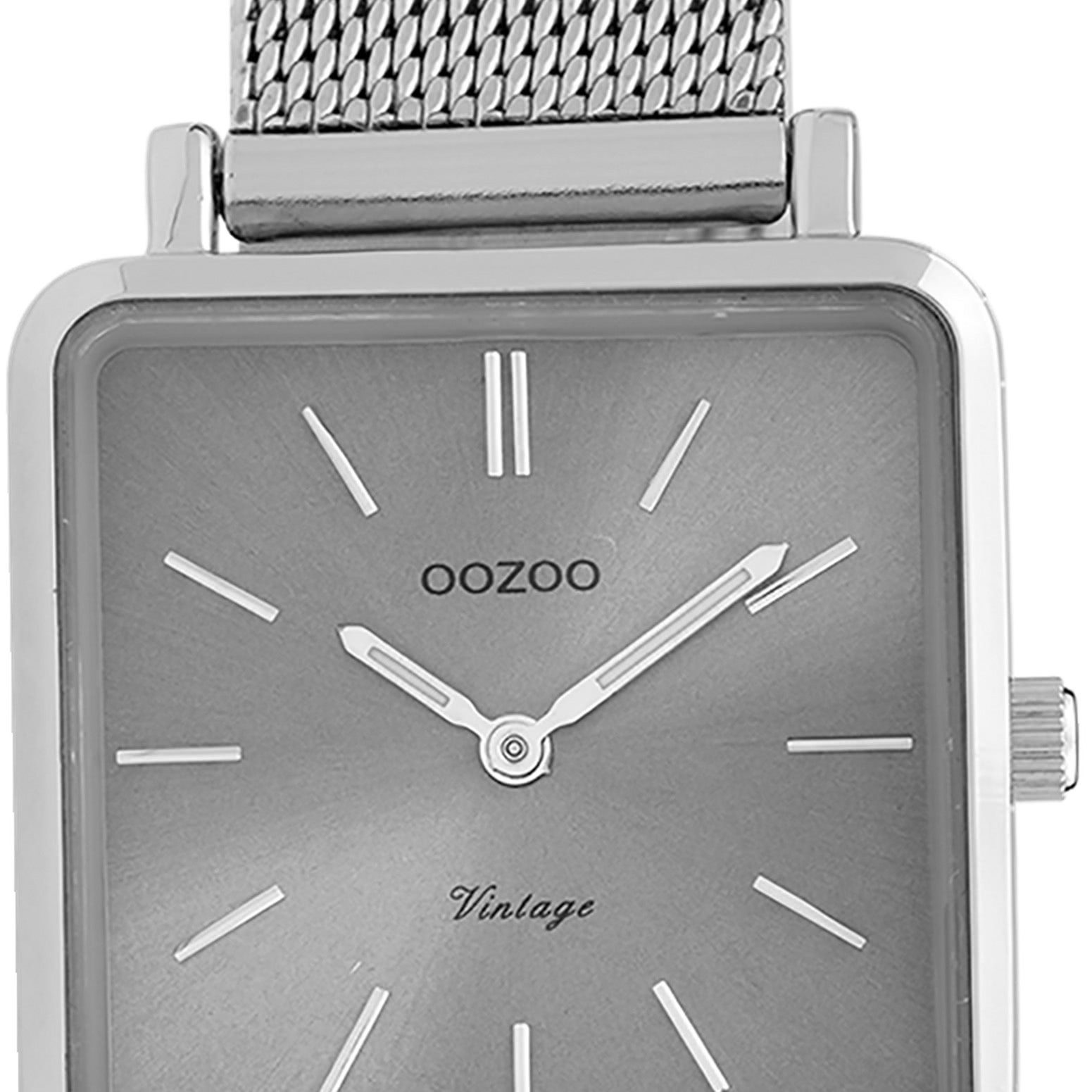 OOZOO Quarzuhr Oozoo Damen Armbanduhr Vintage Series, (Analoguhr), Damenuhr eckig, klein (ca. 28mm) Metallarmband, Elegant-Style