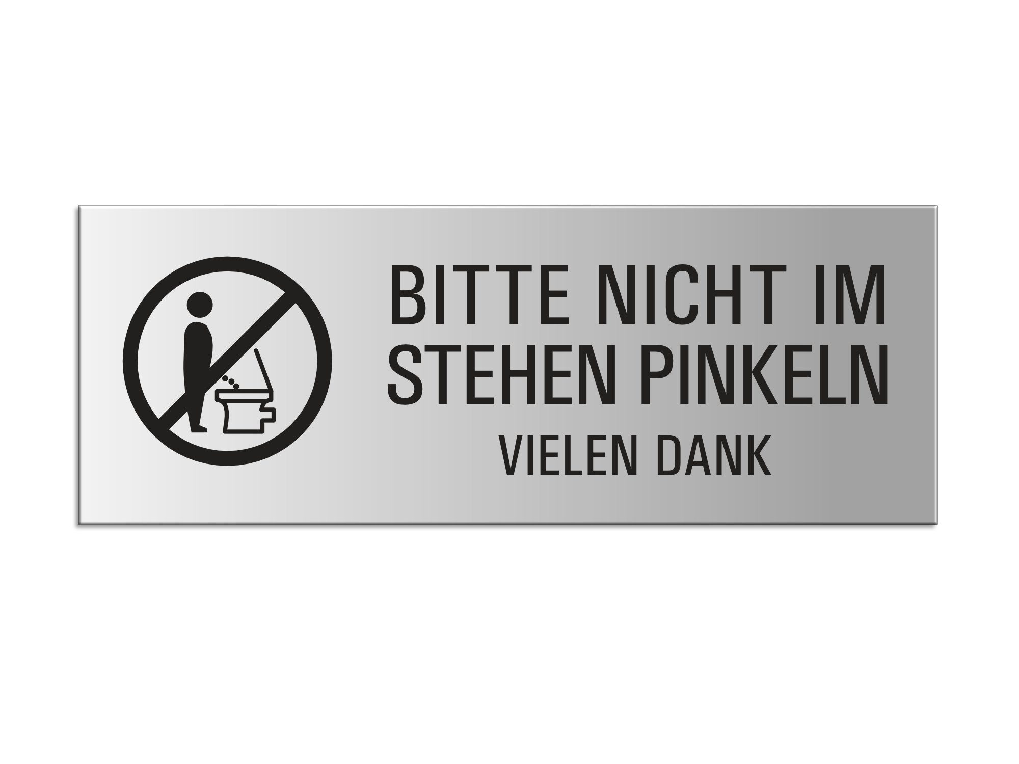 OFFORM DESIGN Hinweisschild Bitte nicht im Stehen pinkeln Aluminium silber-matt 175x65 mm, (1 St)