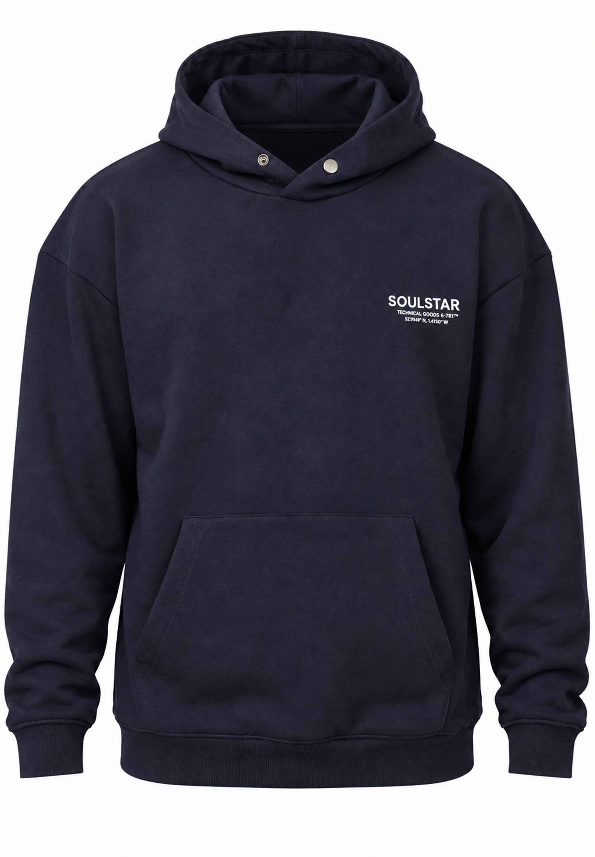 SOULSTAR Hoodie S2ANSAN Herren Oversize Kapuzenpullover mit Button Pullover Sweater