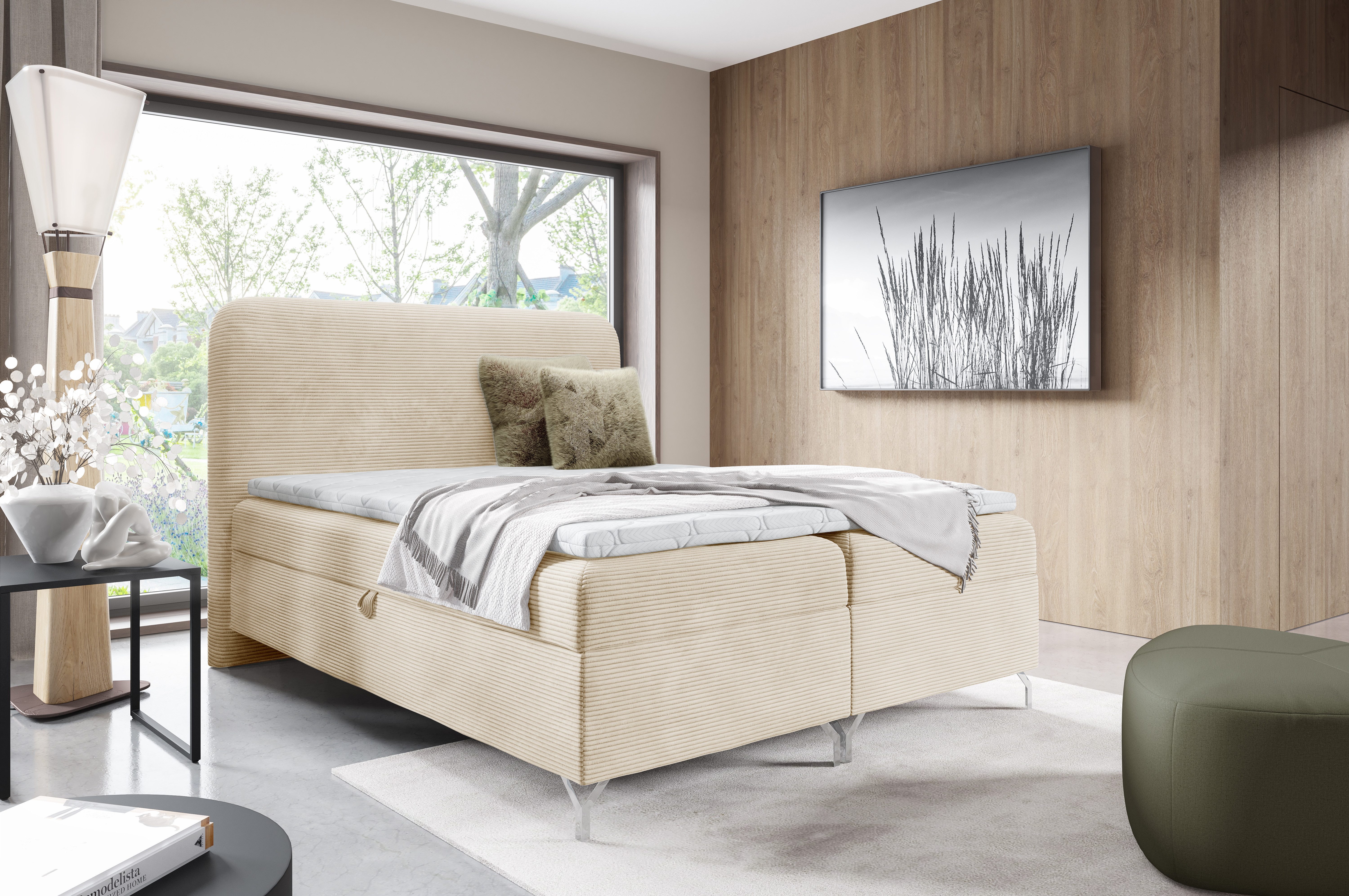 yourhouse24 Boxspringbett Gomez (Bonell-Matratze und Topperr), mit zwei Bettkästen