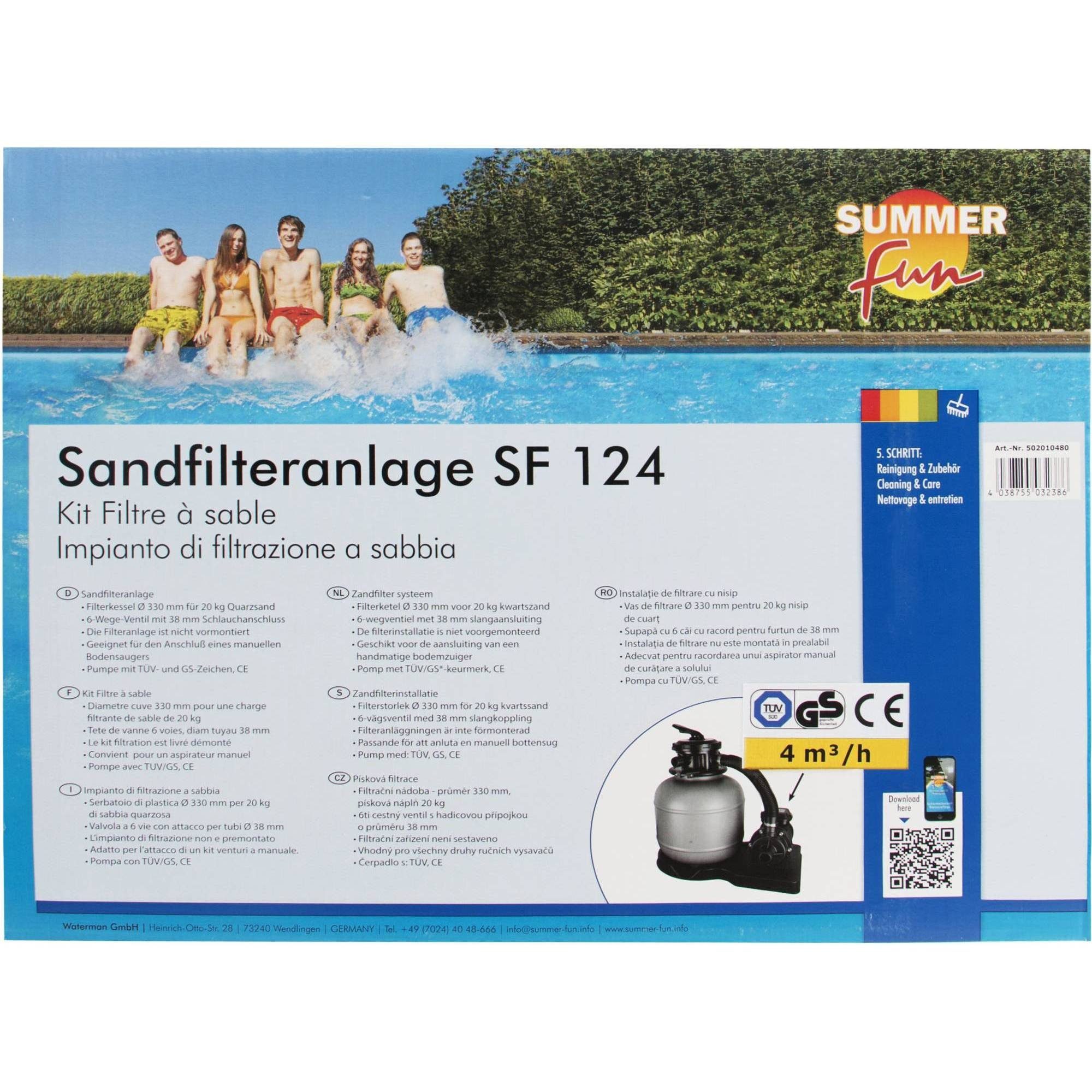 SUMMER FUN Sandfilteranlage Sandfilteranlage SF 124 (Komplett-Set, 1 St), Topmount Ventil