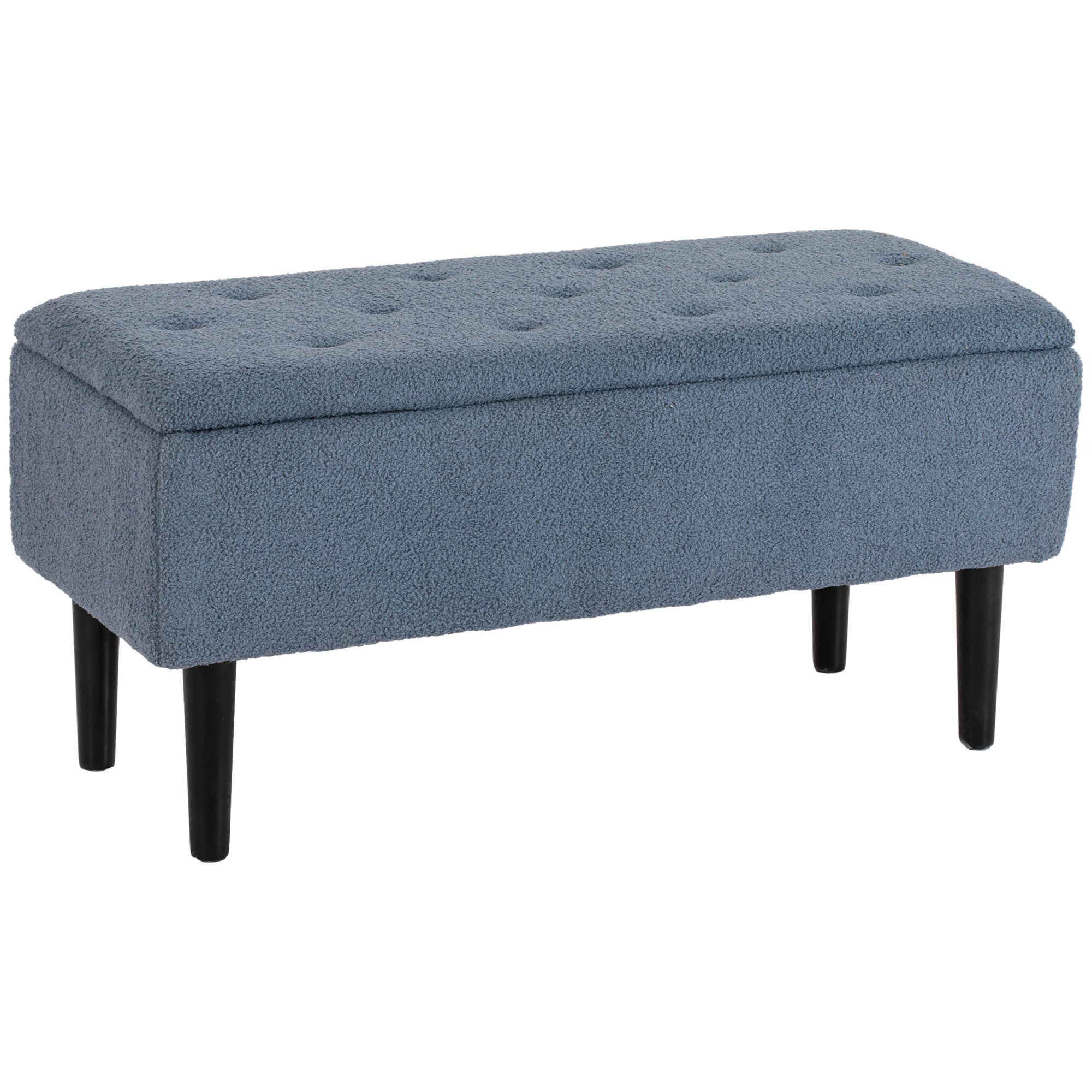 HOMCOM Sitzbank Sitztruhe mit Holzbeine, Truhenbank mit Stauraum, 95x38x45cm Blau (Polsterbank, 1-St., Bettbank), für Wohnzimmer, Grau. Reduzierter Preis € 47,90. Unverbindliche Preisempfehlung € 134,90