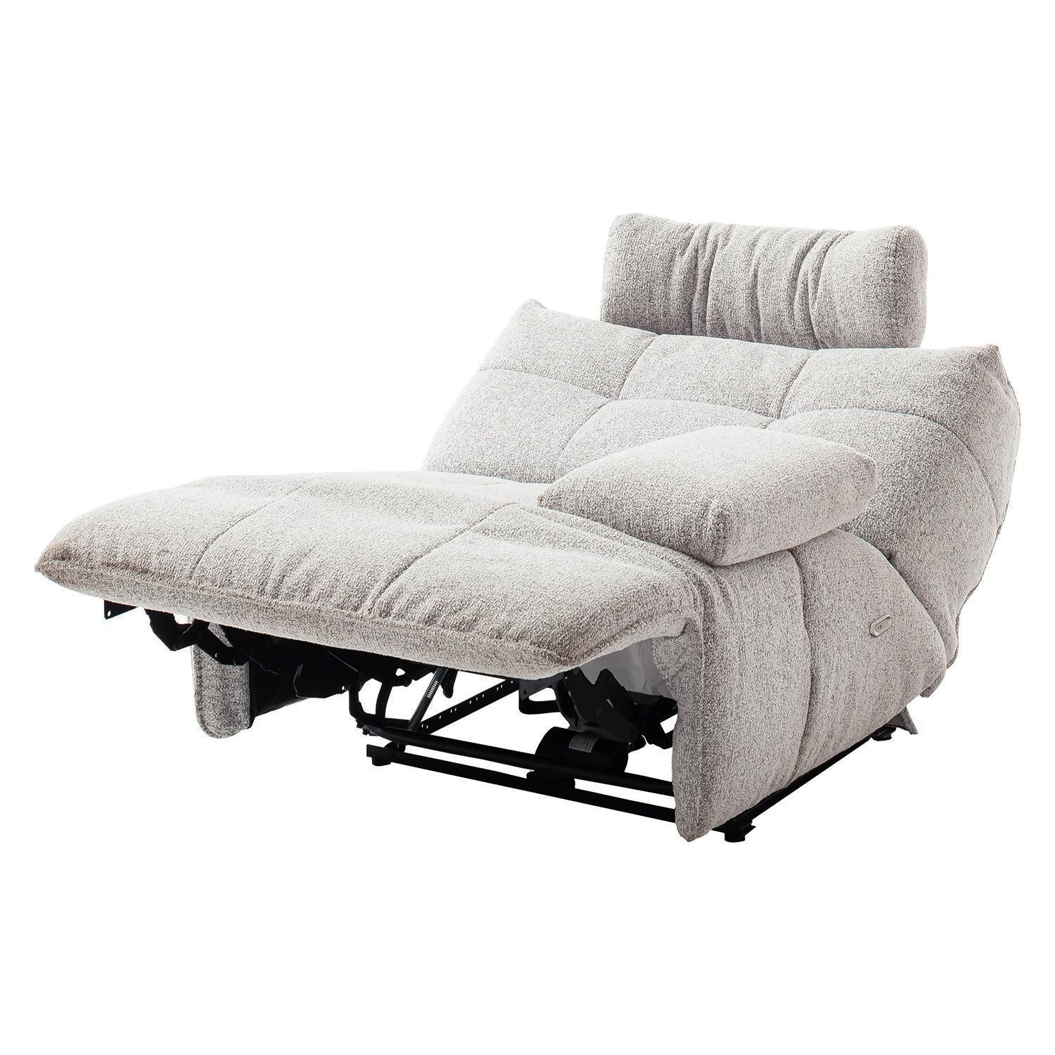Relaxsessel BELVIANO, Hellgrau, Stoffbezug, mit Kopfstütze, 1-motorig, elektrische Relaxfunktion, B 93 x H 91 x T 105 cm