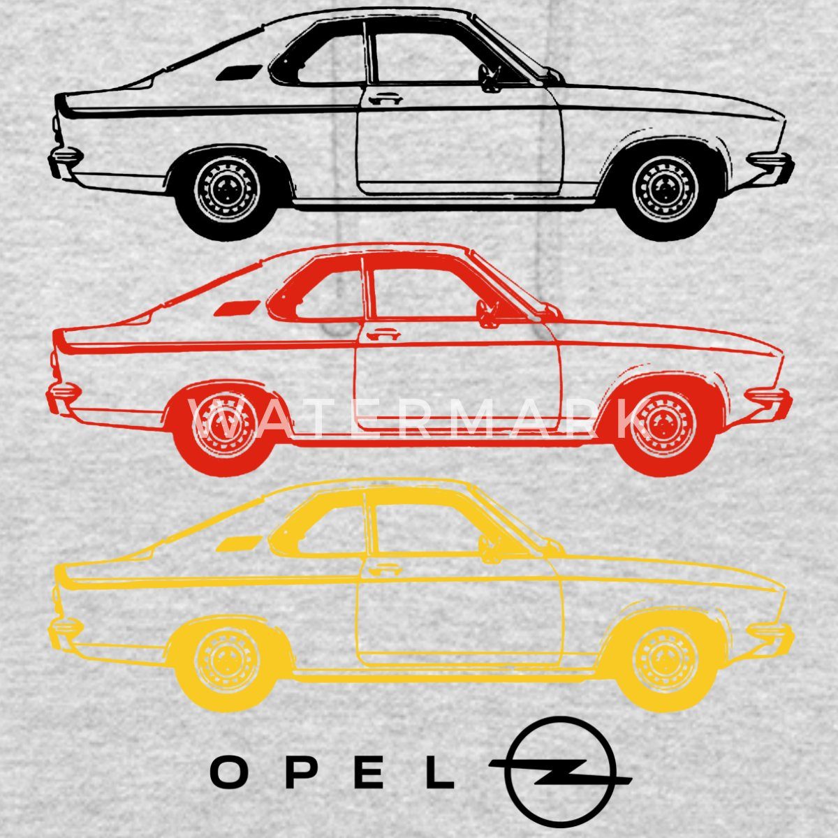 Spreadshirt Hoodie Opel Manta Design In Schwarz-Rot-Gelb Mit Logo Unisex Hoodie (1-tlg)