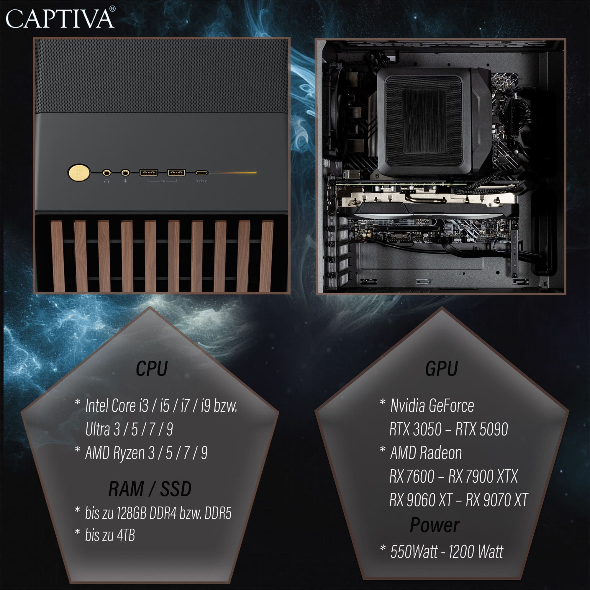 CAPTIVA Advanced Gaming R92-892 PC (AMD Ryzen 7 7800X3D, GeForce® RTX™ 5060 Ti, 32 GB RAM, 2000 GB SSD, Luftkühlung, WLAN, Windows 11 Home)