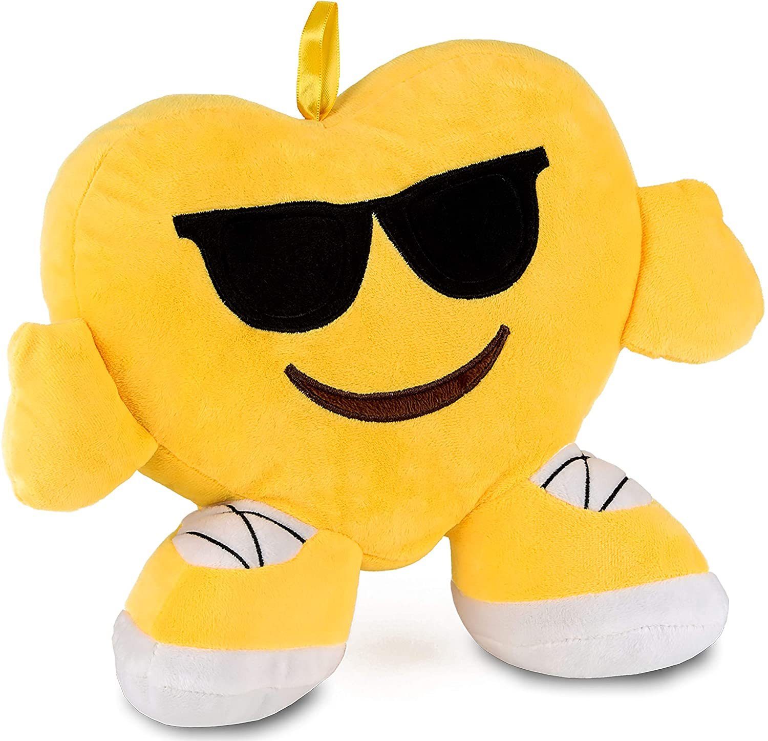 Emoji Kissen Kuschelkissen Cool 28 cm Smiley Kissen  Kind Gelb 