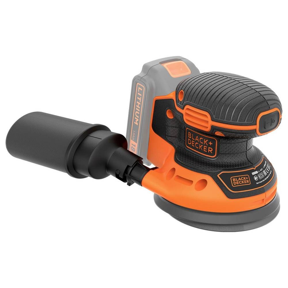 Black + Decker Exzenterschleifer Akku-Exzenterschleifer ohne Akku, ohne Ladegerät 18 V Ø 125 mm