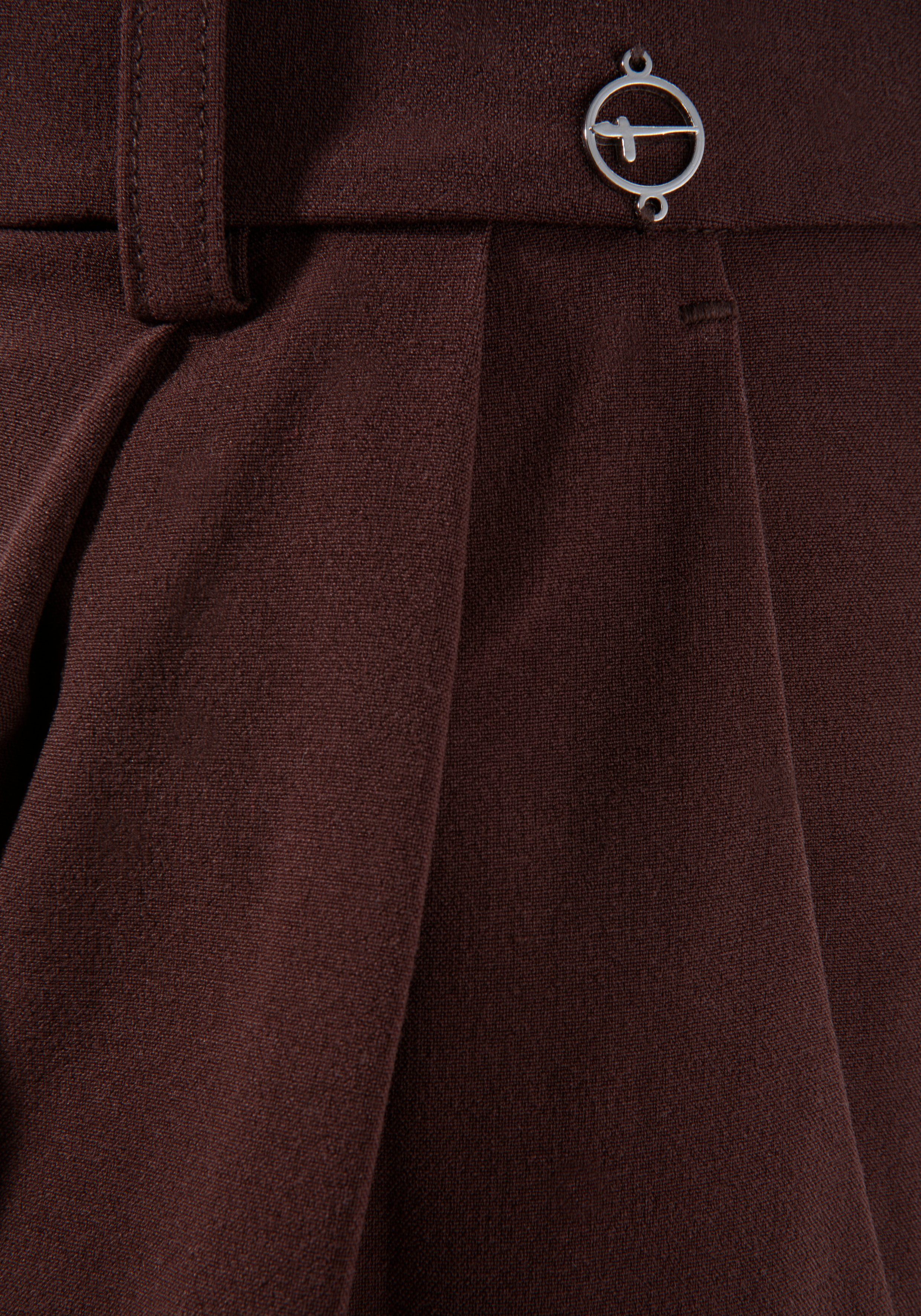 Tamaris Anzughose mit weitem Bein aus (Hose braun Material) nachhaltigem