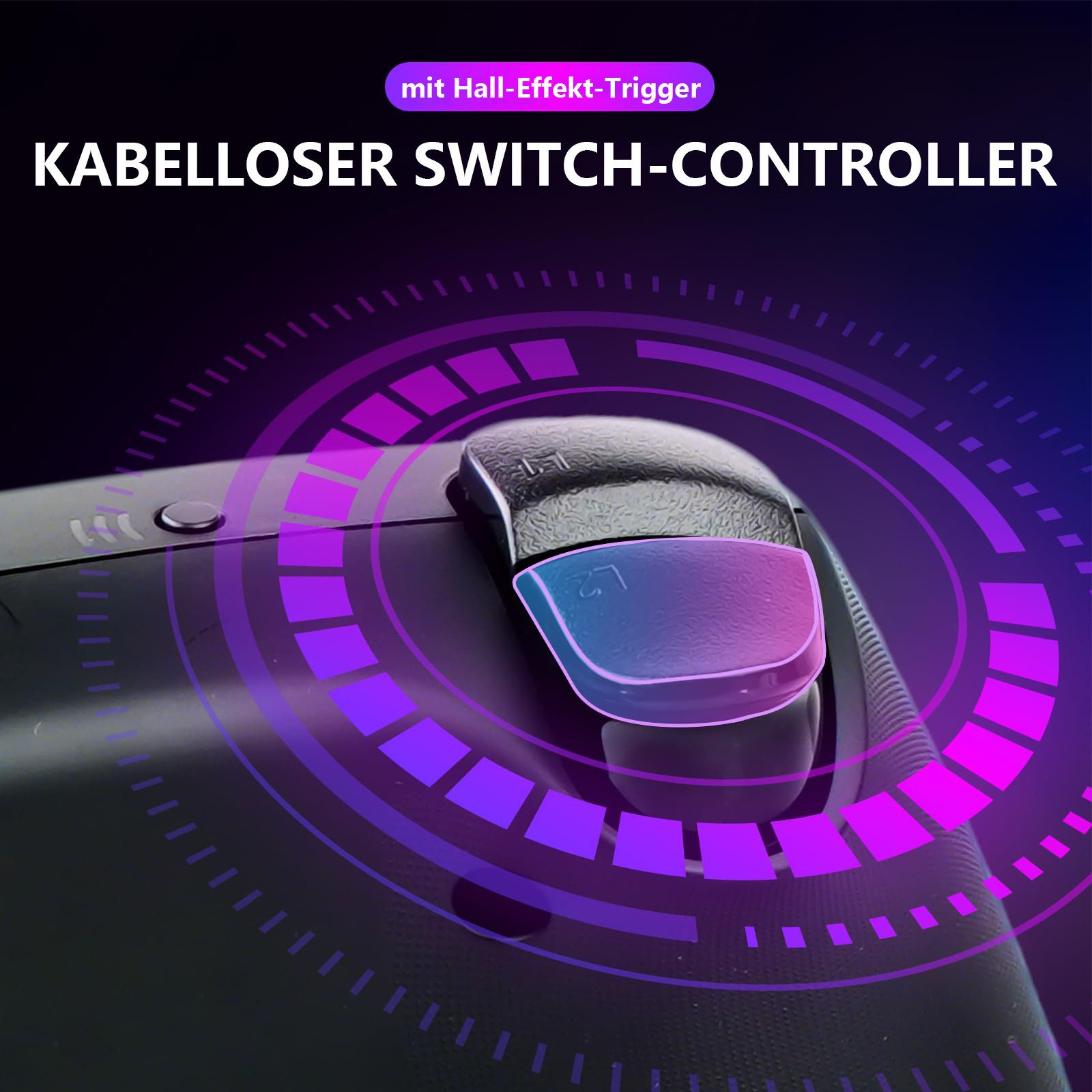 Tekoo Wireless Controller für Nintendo Switch & PC, Hall-Effekt, RGB Controller (Packung, Hall-Effekt-Joysticks, 6-Achsen-Gyroskop, RGB-Beleuchtung)