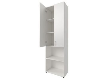 möbelando Aktenschrank Trio 32 zeitloser Beistellschrank aus Spanplatte in weiß mit 3 höhenverstellbaren Einlegeböden. Breite 57 cm, Höhe 190 cm, Tiefe 34,5 cm - Made in Germany