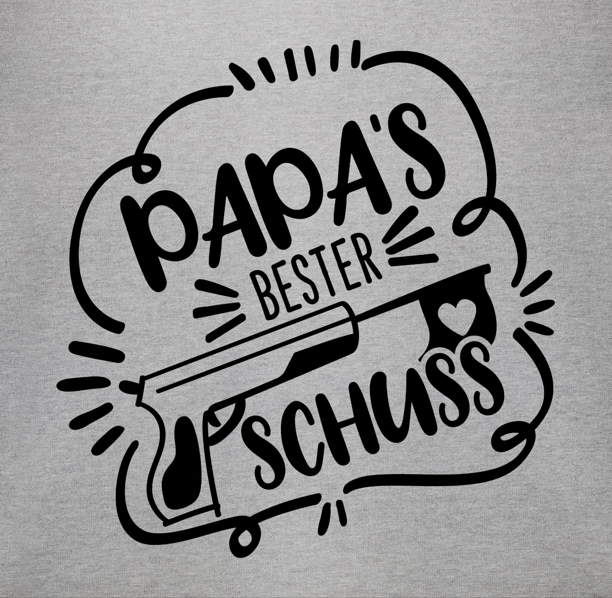 Shirtracer Shirtbody Papas Baby Vatertag Grau bester Treffer Geschenk Comic 1 meliert schwarz