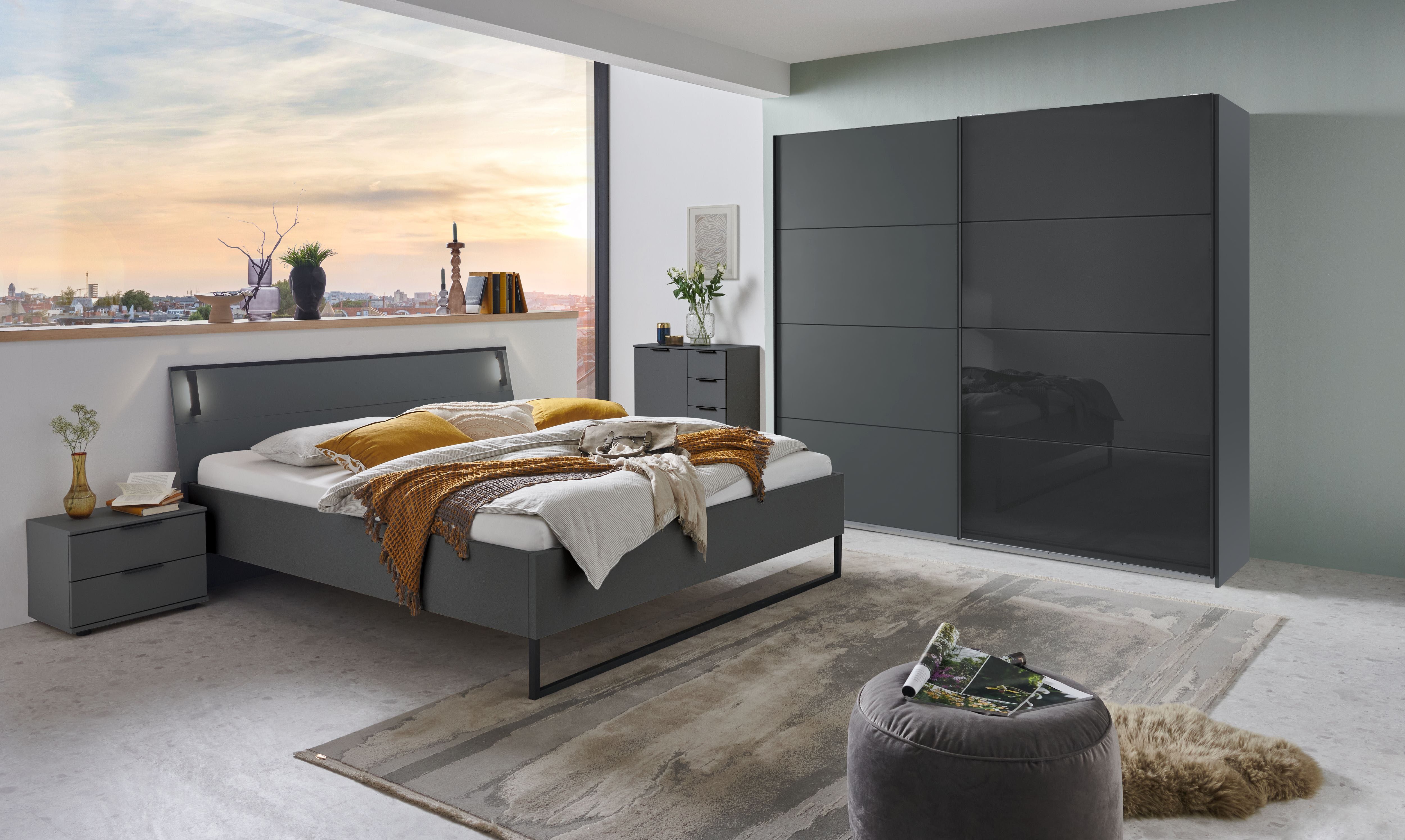 Wimex Futonbett Tilburg in verschiedenen Breiten erhältlich, inkl. LED Beleuchtung, Bett mit Metallkufe