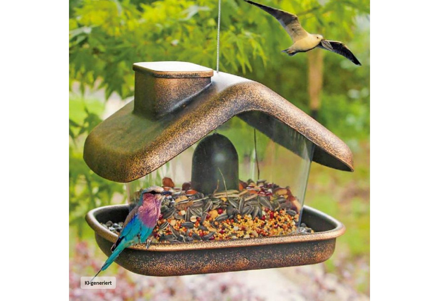 HTI-Living Futterspender Vogelfutterhaus Nessa Metallic Gold, Futterspender Kunststoff zum Hängen