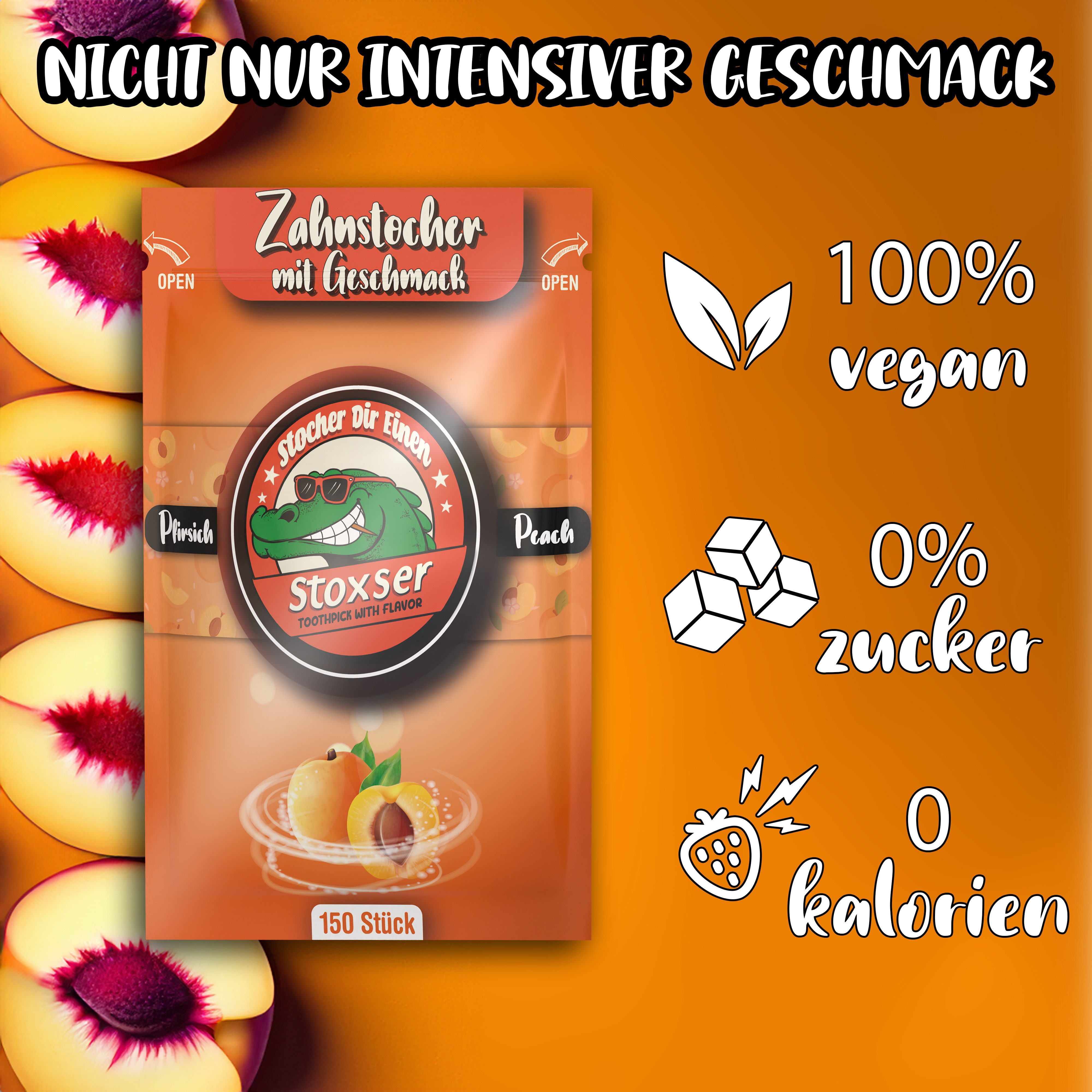 Stoxser Mundpflegecenter Stoxser 450x Zahnstocher mit Geschmack 3er Pack, 450 x Zahnstocher mit Geschmack im 3er Set, Kein Kaugummi Unterstützend zu Zahnpasta Zahnseide Zuckerfrei