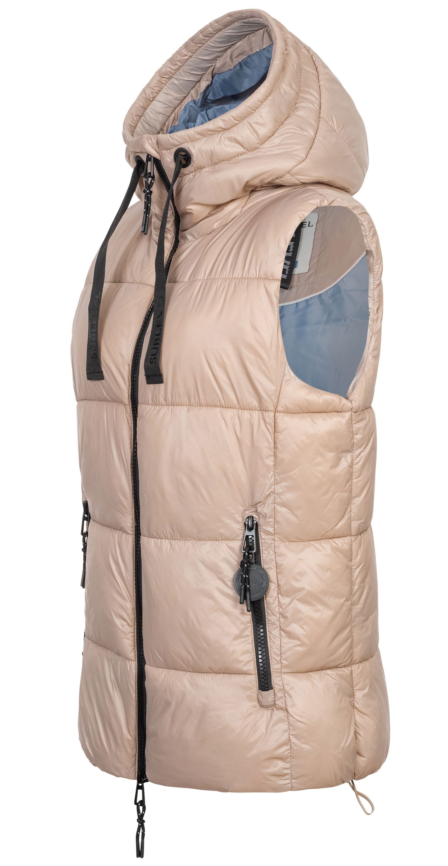 Steppweste Damen mit Kapuze Waistcoat kurze Winter Weste Bodywarmer Waistcoat