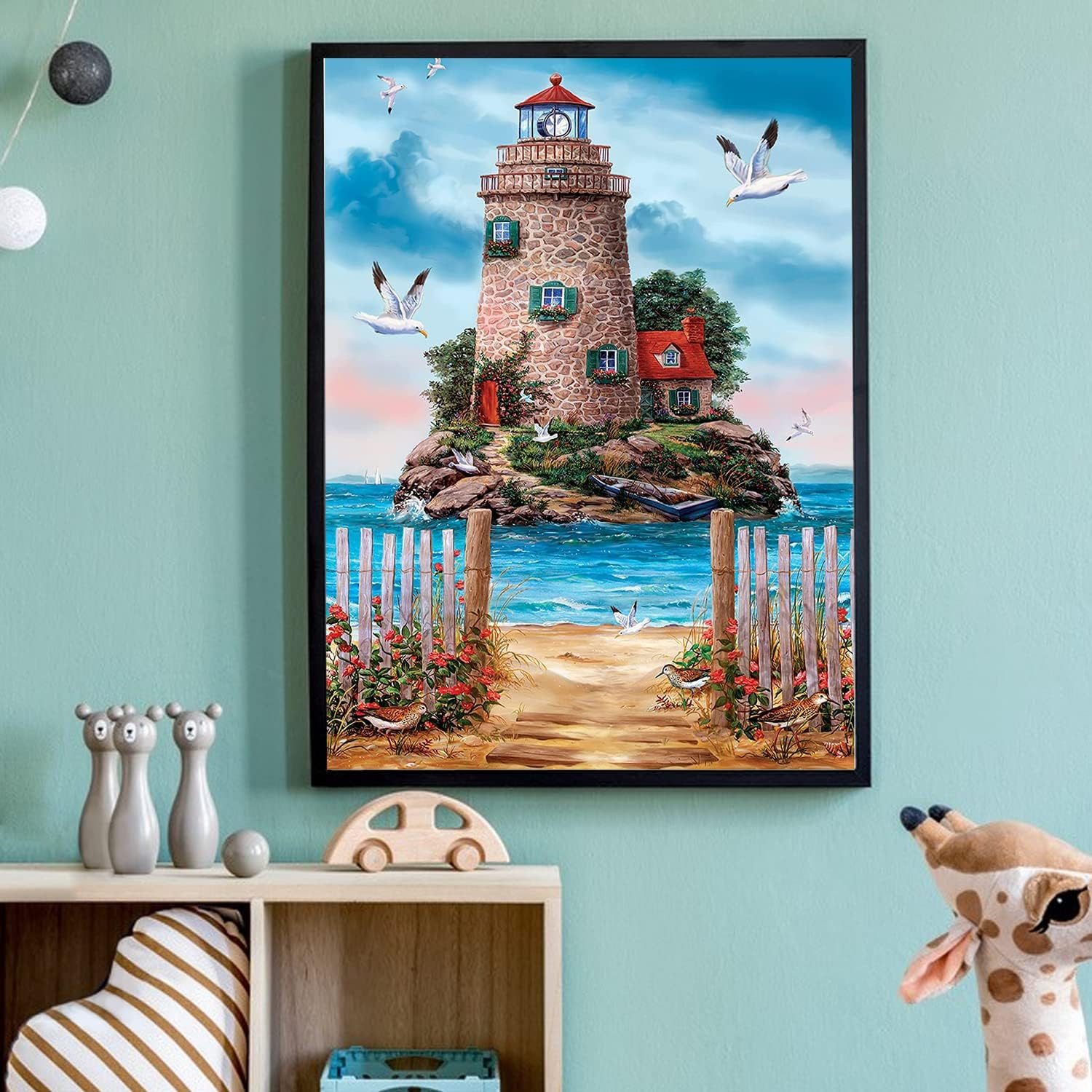 Rötting Design Malen nach Zahlen Diamond Painting Set 5D DIY Motiv verschiedene LEUCHTTURM Motive (Komplett-Set, Vollbild), Diamond Painting Vollbild, Vollständiges Zubehörpaket