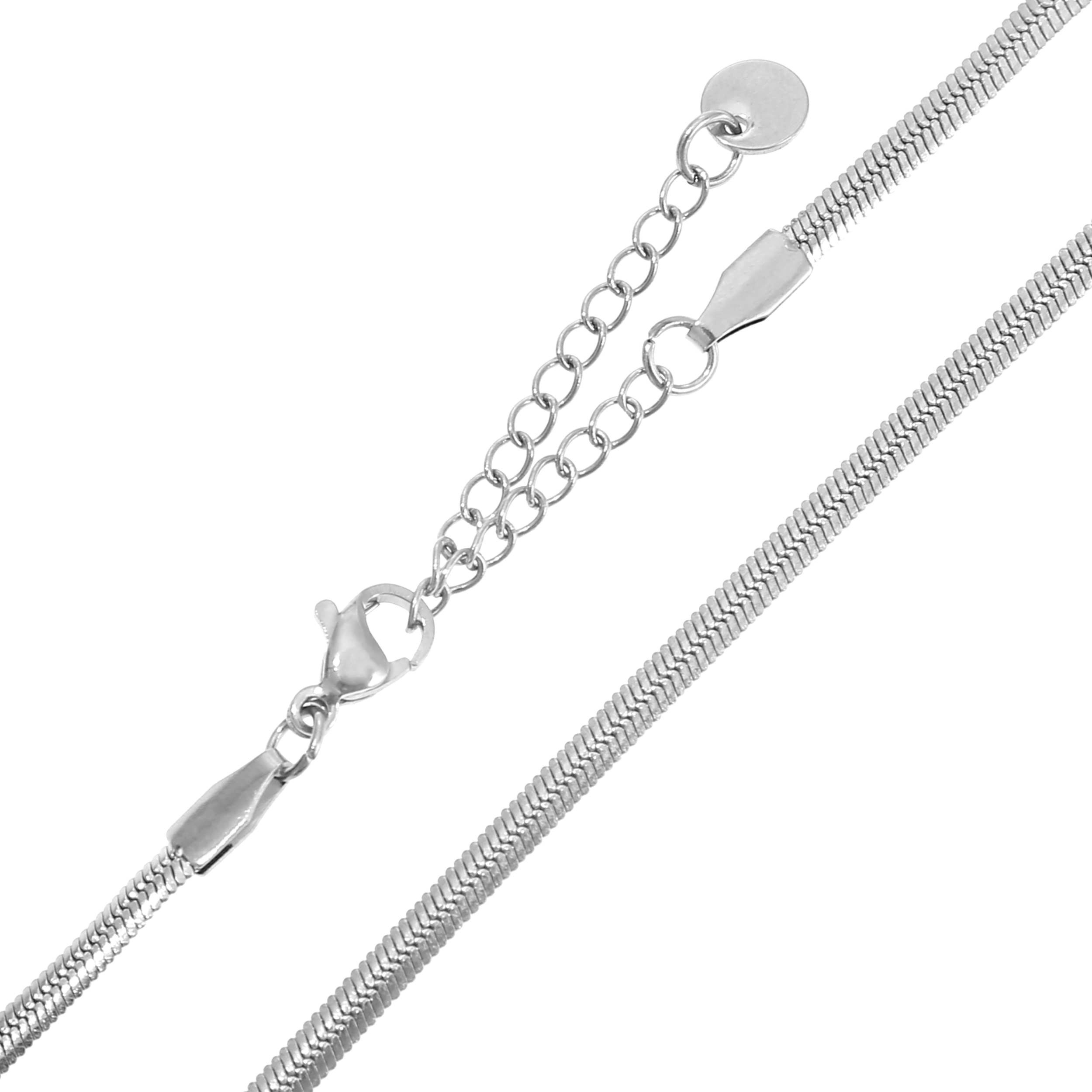 mit Edelstahl Choker Made Schlangenkette Karabiner-Verschluss, starkem Halskette Silber Gliederkette by Halskette Nami 3mm