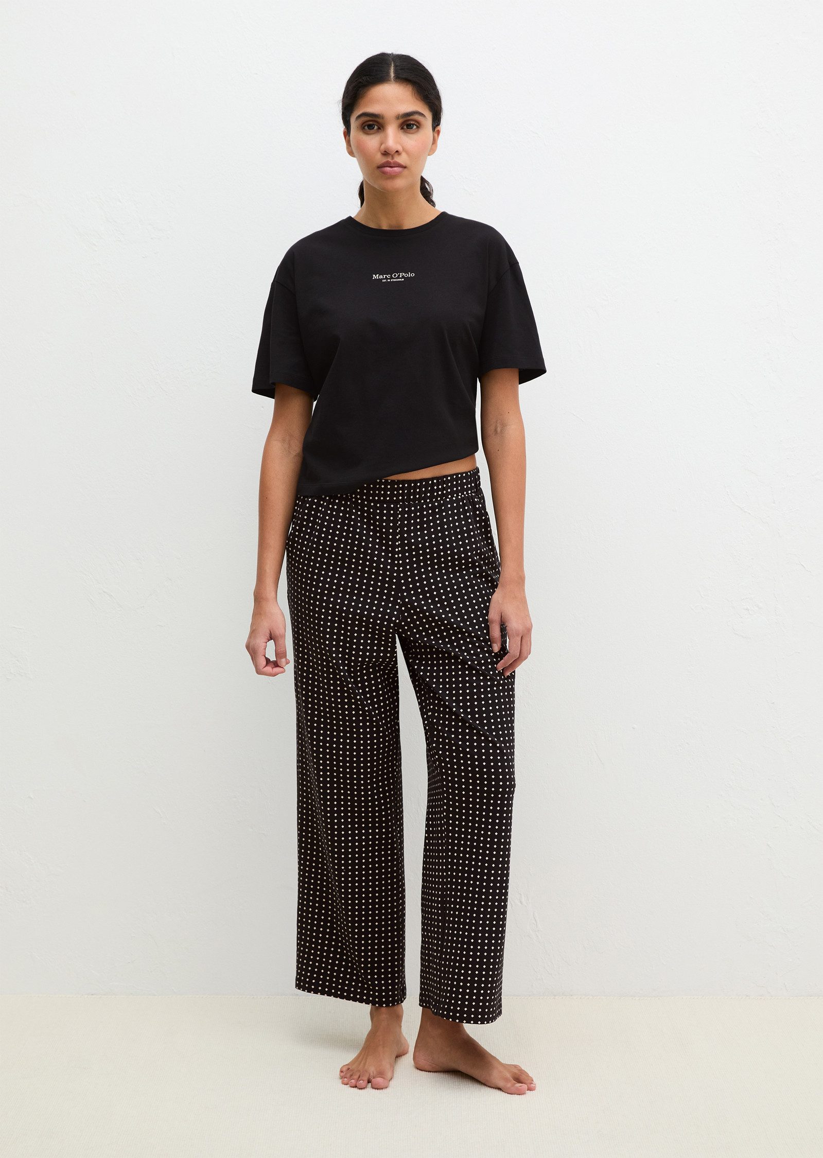 Marc O'Polo Pyjama Mix N Match Cotton (2 tlg) Shirt mit kurzem Arm, Hose ge günstig online kaufen