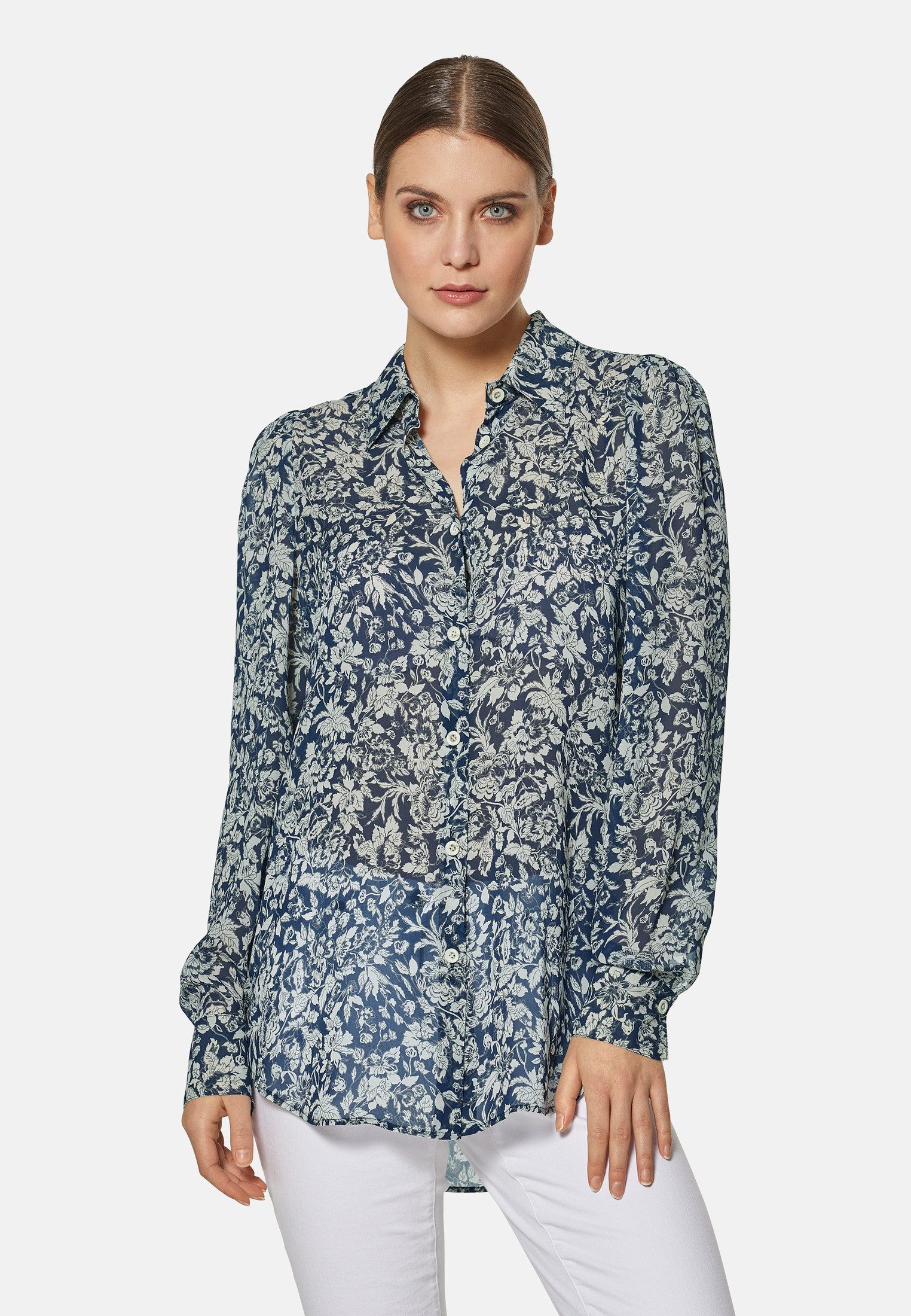 Hemdbluse Hemdbluse mit trendstarkem Unikat-Print
