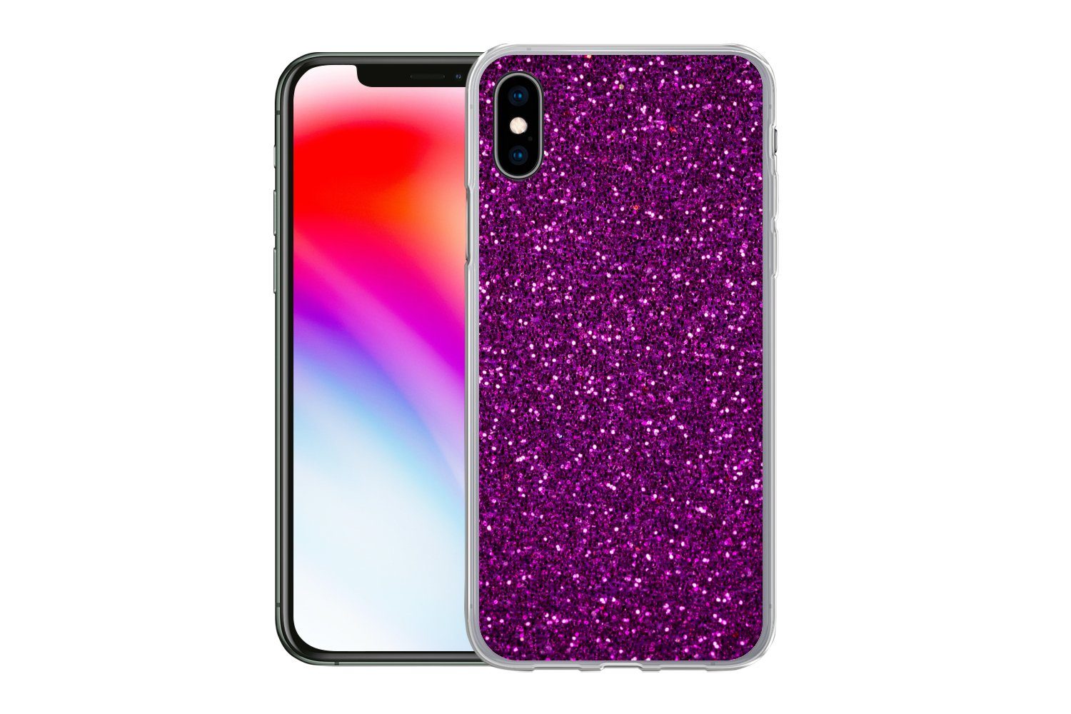 MuchoWow Handyhülle für Apple iPhone XS Lila - Rosa - Muster - Abstrakt, Smartphone-Bumper, Print, Handy Schutzhülle Dünn