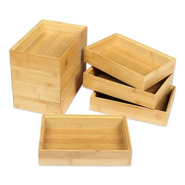 Schramm Organizer „Schramm® 8 Stück Aufbewahrungsboxen aus Bambus 4 verschiedene Größen Schubladen Organizer Ordnungsbox 8er Pack Ordnungssystem“ (23 St)